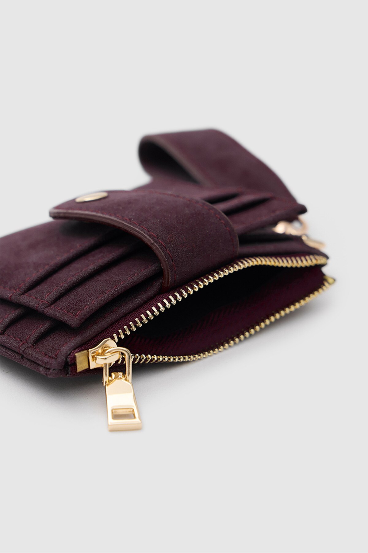 Shule Bags Pike Süet Kadın Kartlık Bordo görsel 4