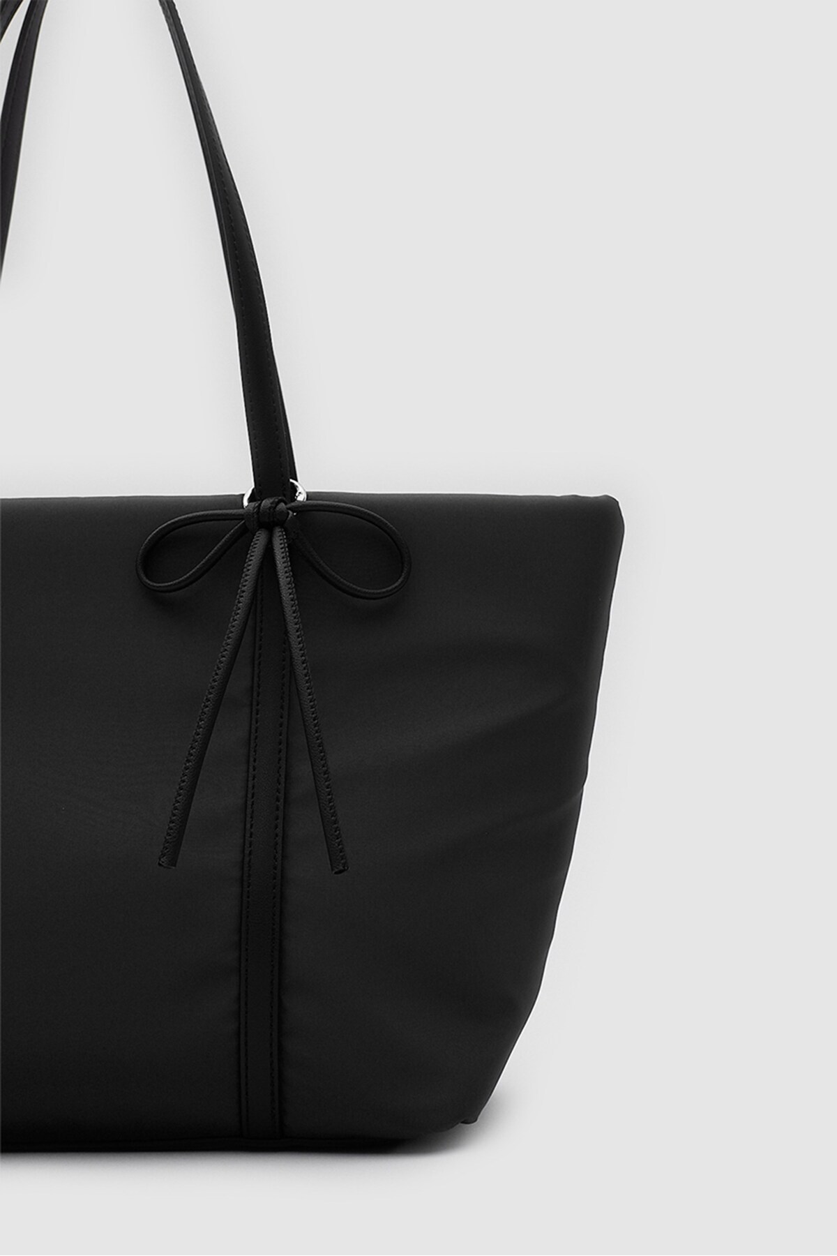 Shule Bags Jersey Fiyonklu Omuz Çantası Siyah görsel 4
