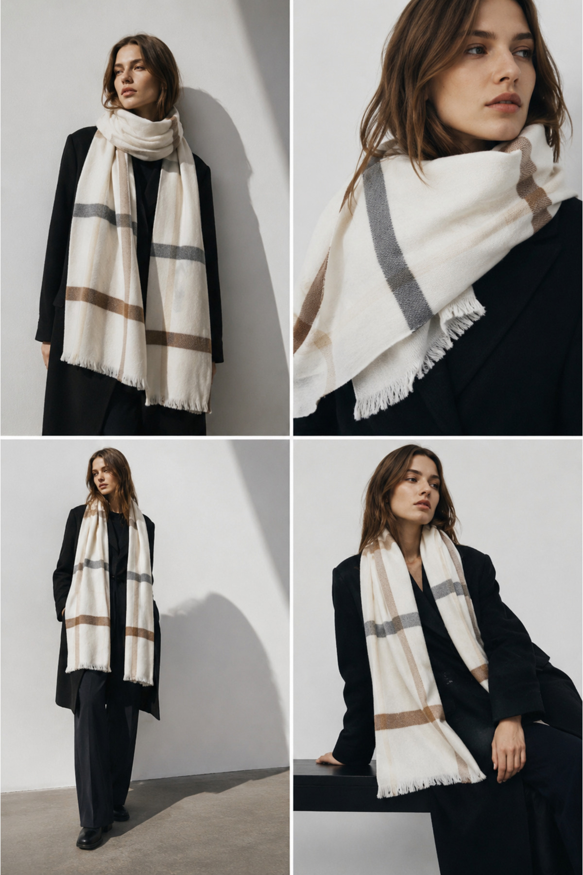 Wega Moda Çizgilli İthal Puffy Cherry Atkı Şal Omuz Şalı - Büklümlü Atkı Şal - Puffy Cherry Yumuşak Omuz Şalı görsel 2