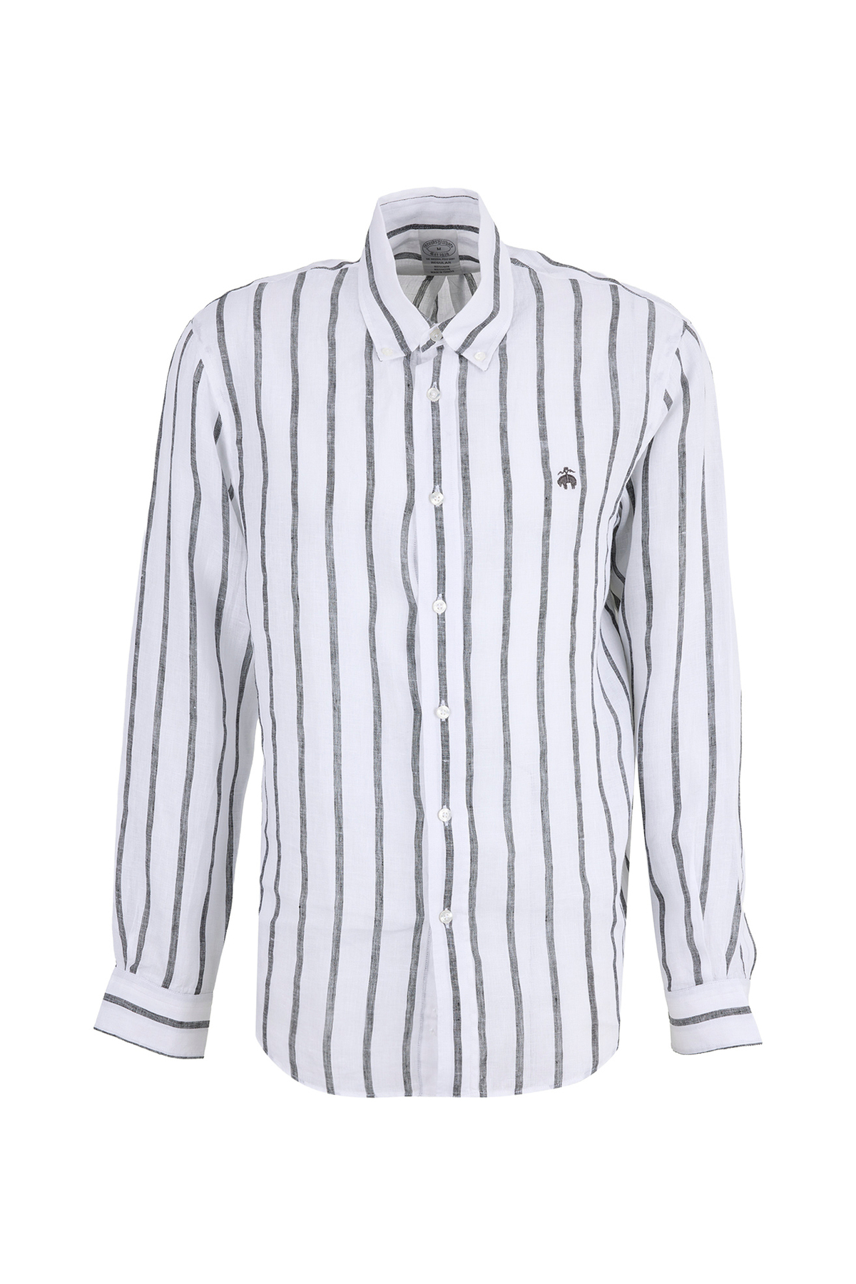 پیراهن مردانه ۱۰۰٪ کتان سبز و سفید BBSS26MSH013 بروکس برادرز پیراهن BROOKS BROTHERS