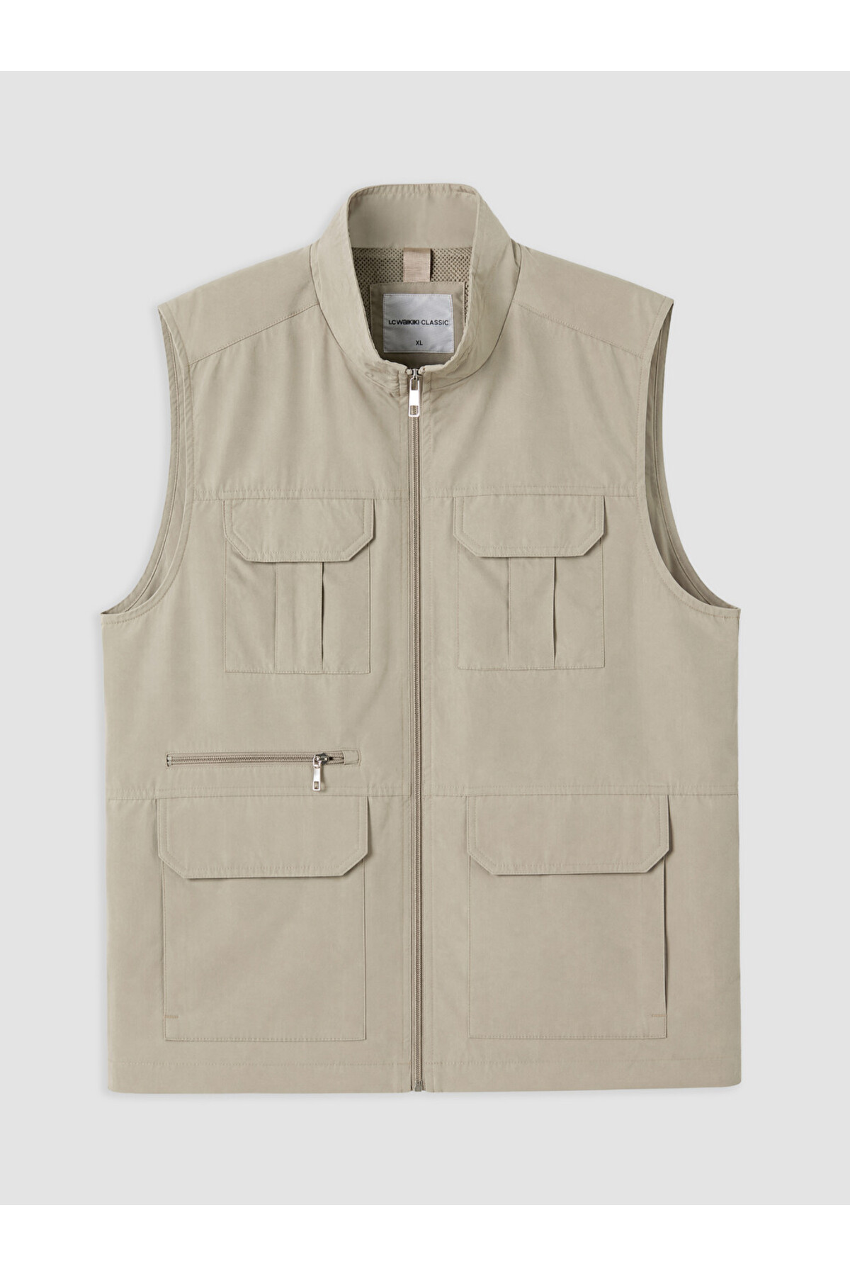 LC Waikiki Bej Regular Fit Dik Yaka Erkek Avcı Yeleği görsel 4
