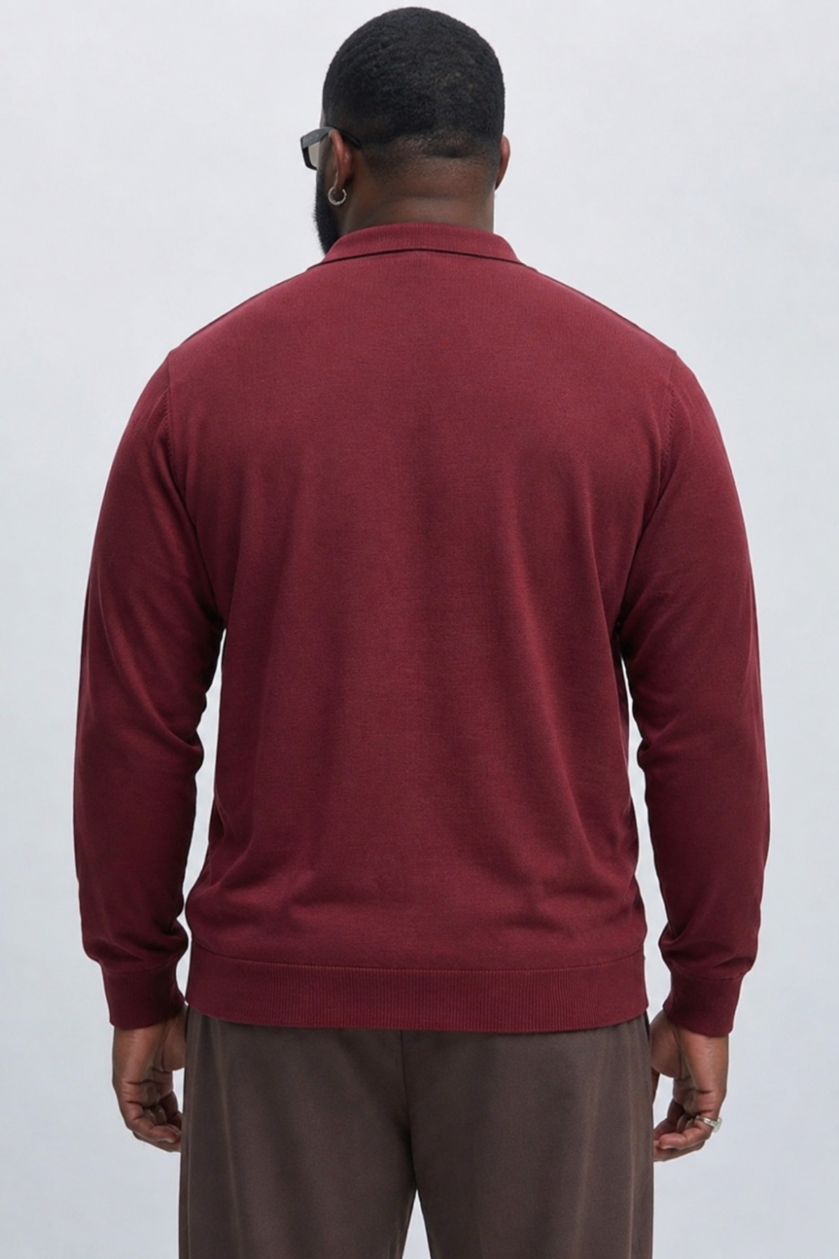 Maccali Erkek Mevsimlik Büyük Beden Bordo Triko Sweatshirt görsel 6