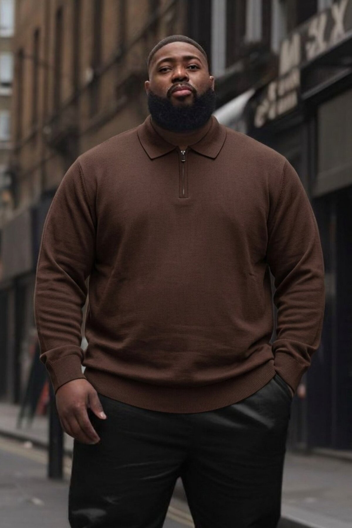Maccali Erkek Trend Büyük Beden K.Kahve Triko Sweatshirt