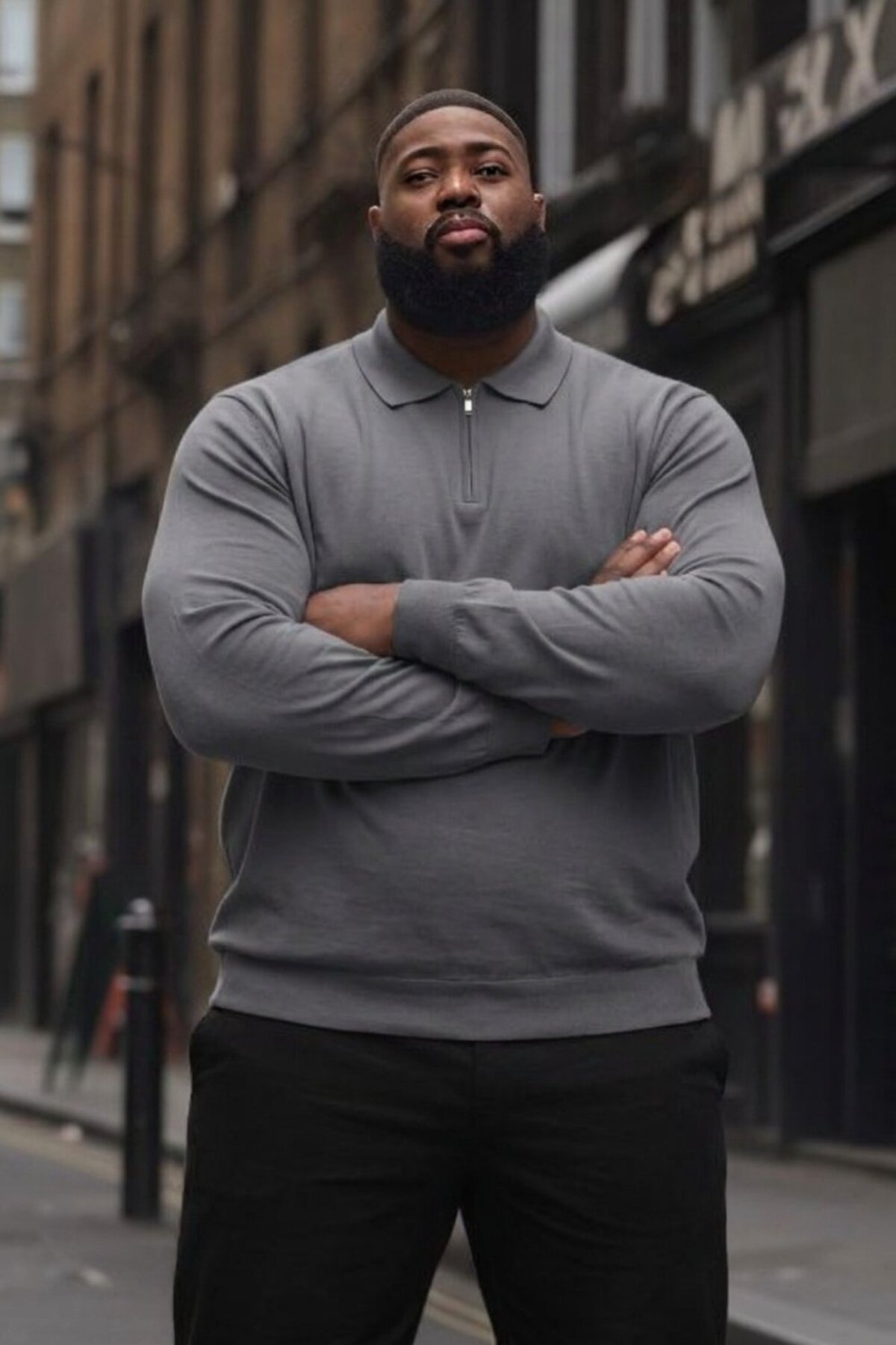 Maccali Erkek Trend Büyük Beden Füme Triko Sweatshirt görsel 4