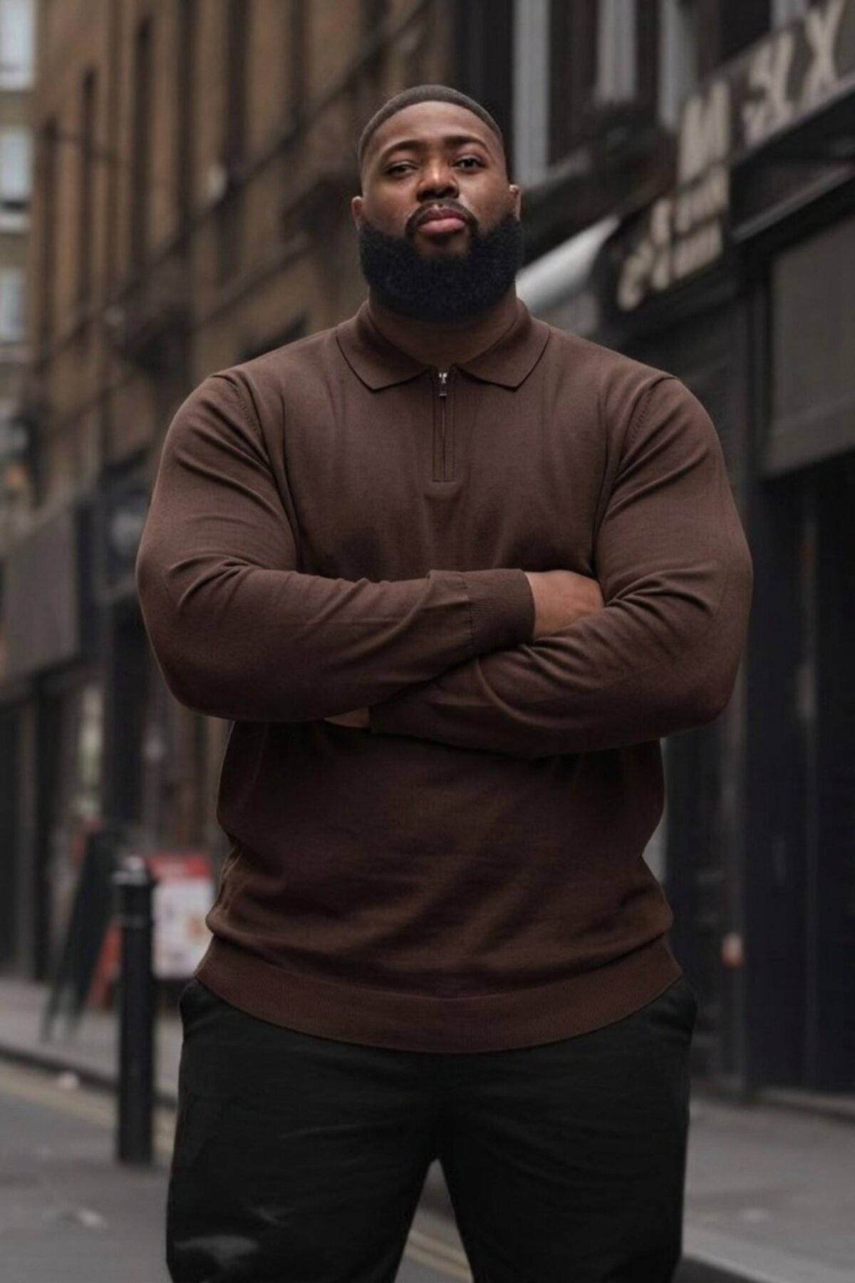 Maccali Erkek Trend Büyük Beden K.Kahve Triko Sweatshirt görsel 4