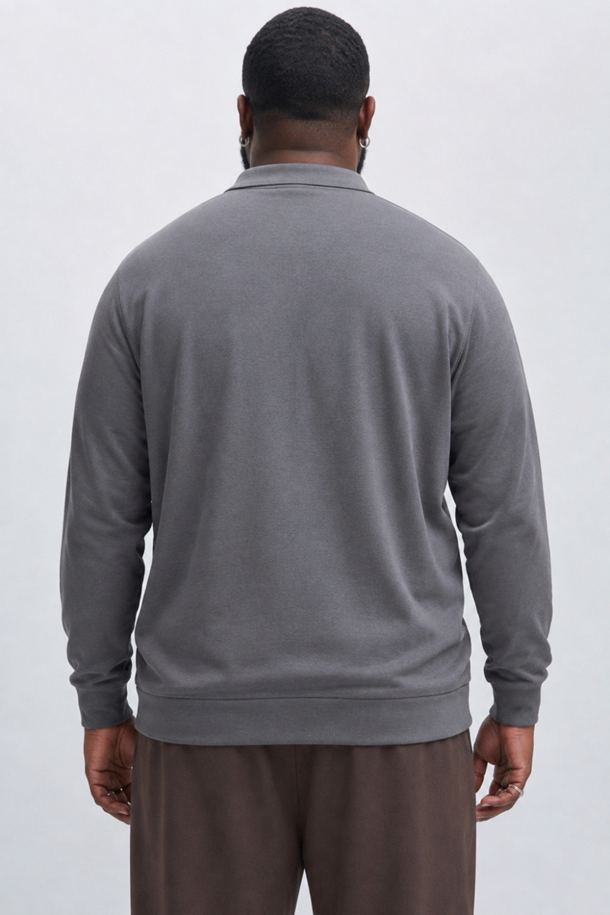 Maccali Erkek Mevsimlik Büyük Beden Füme Triko Sweatshirt görsel 6