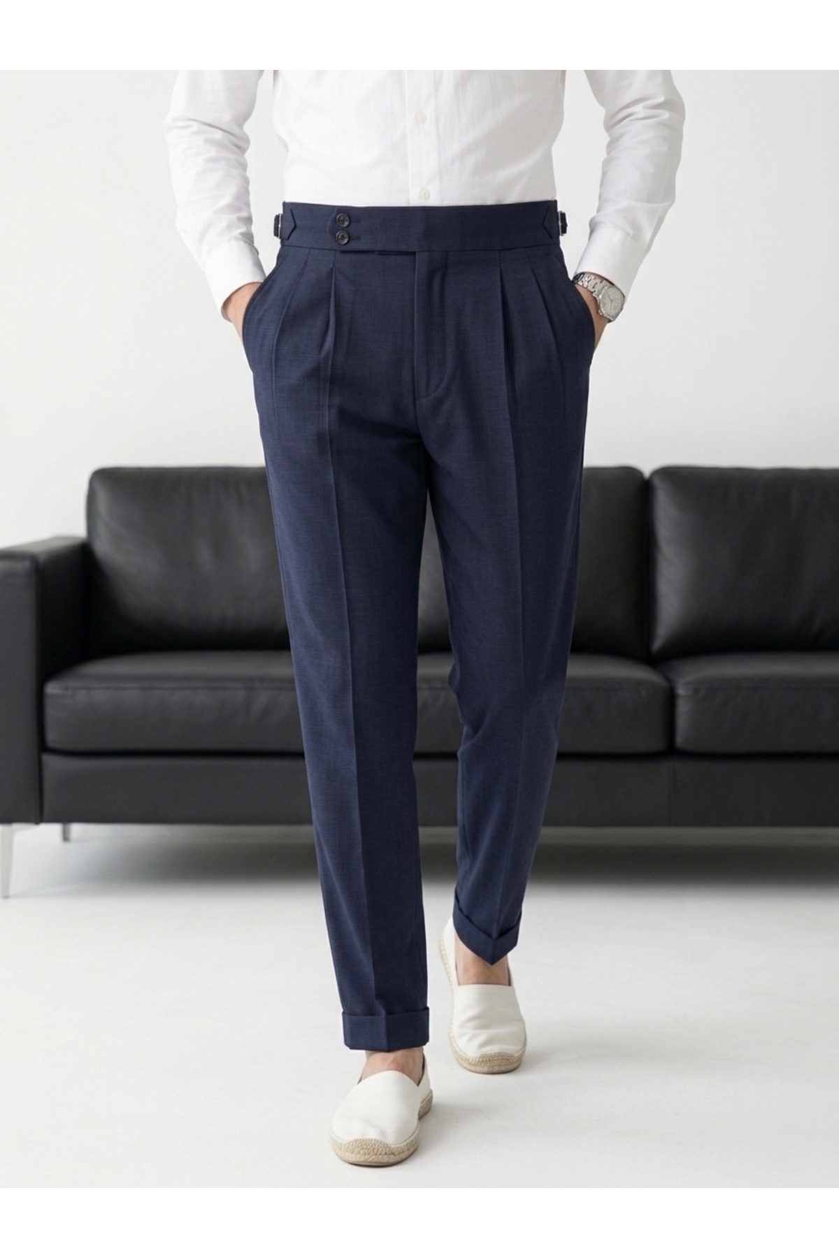 urban wear URBAN ERKEK LACİ Pileli Çift Düğmeli Kumaş Pantolon - 2629 görsel 3
