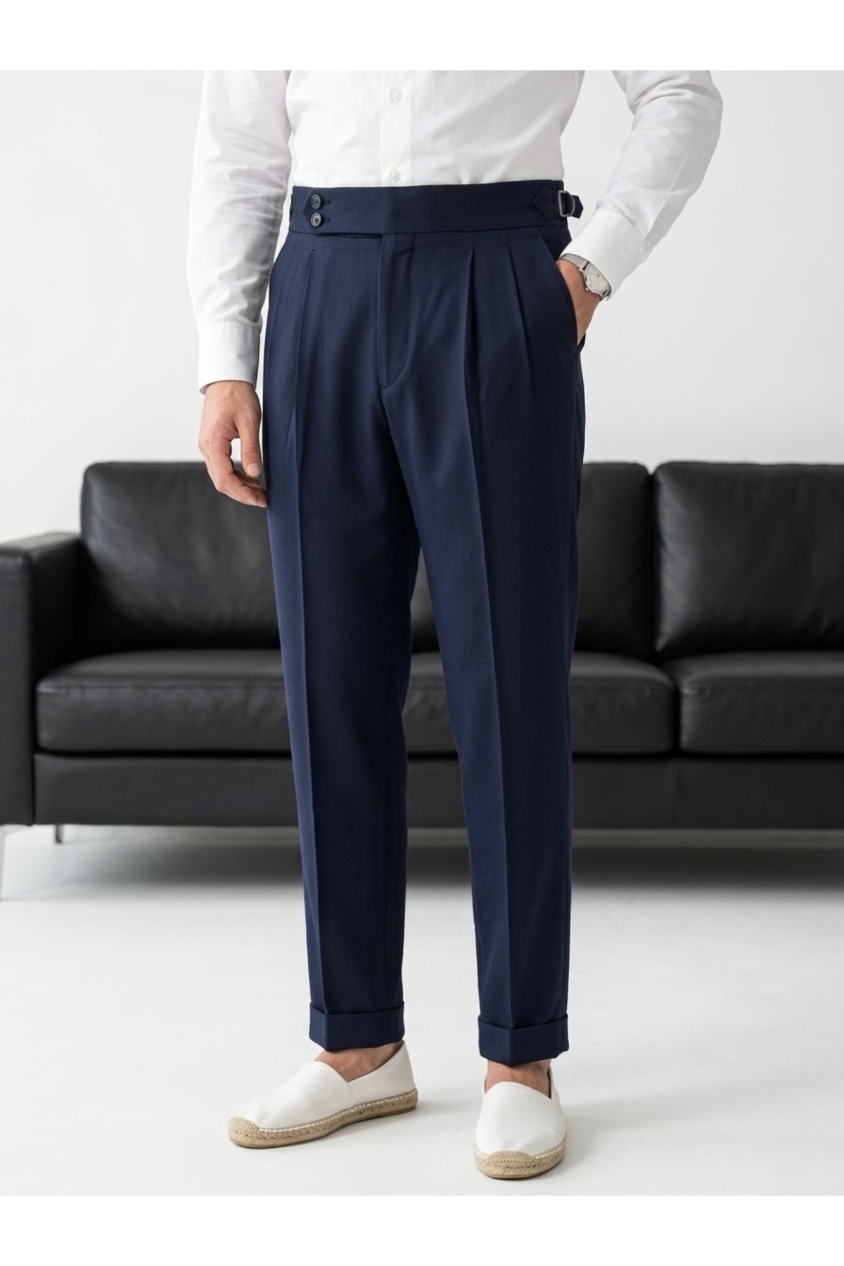 urban wear URBAN ERKEK LACİ Pileli Çift Düğmeli Kumaş Pantolon - 2629