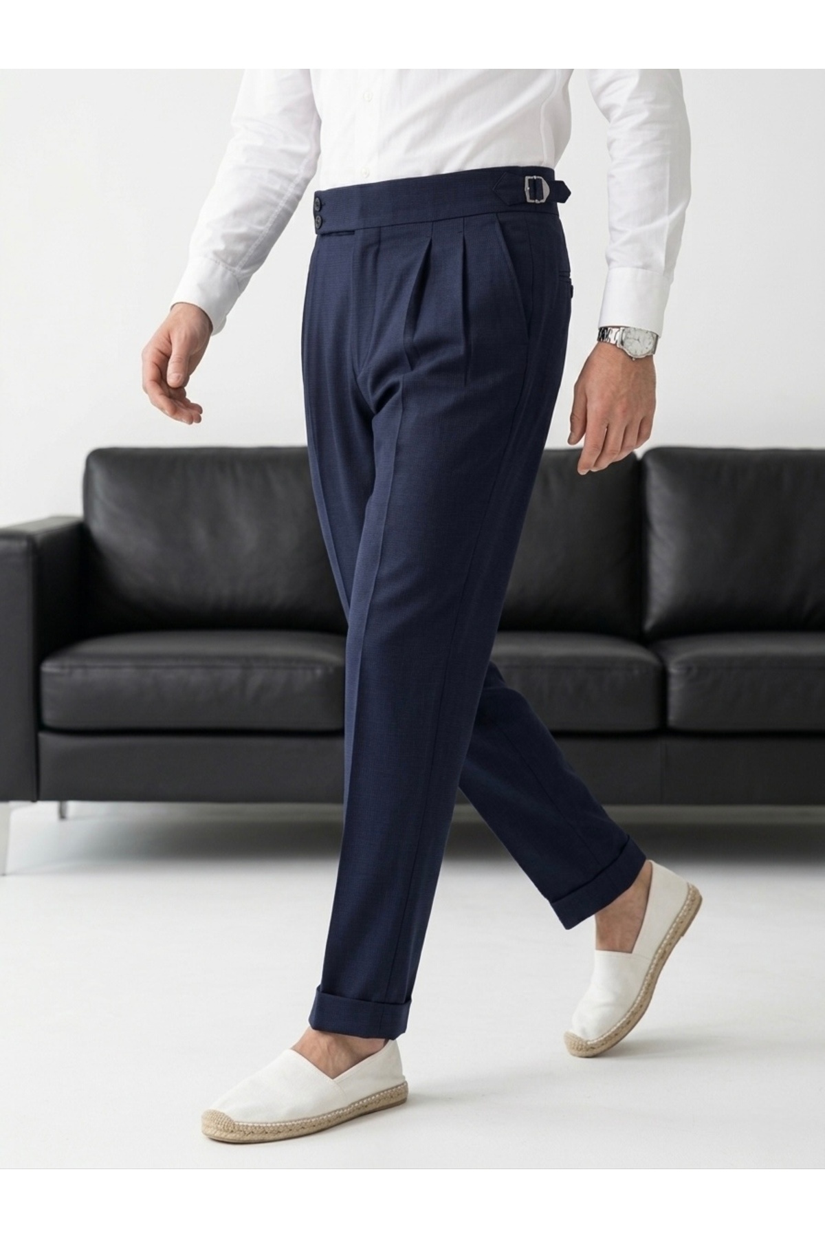 urban wear URBAN ERKEK LACİ Pileli Çift Düğmeli Kumaş Pantolon - 2629 görsel 4