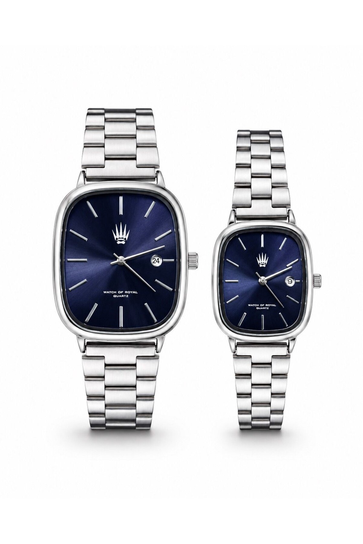 WATCHOFROYAL Çift Saati Classic Time Silver Lacivert Kol Saati