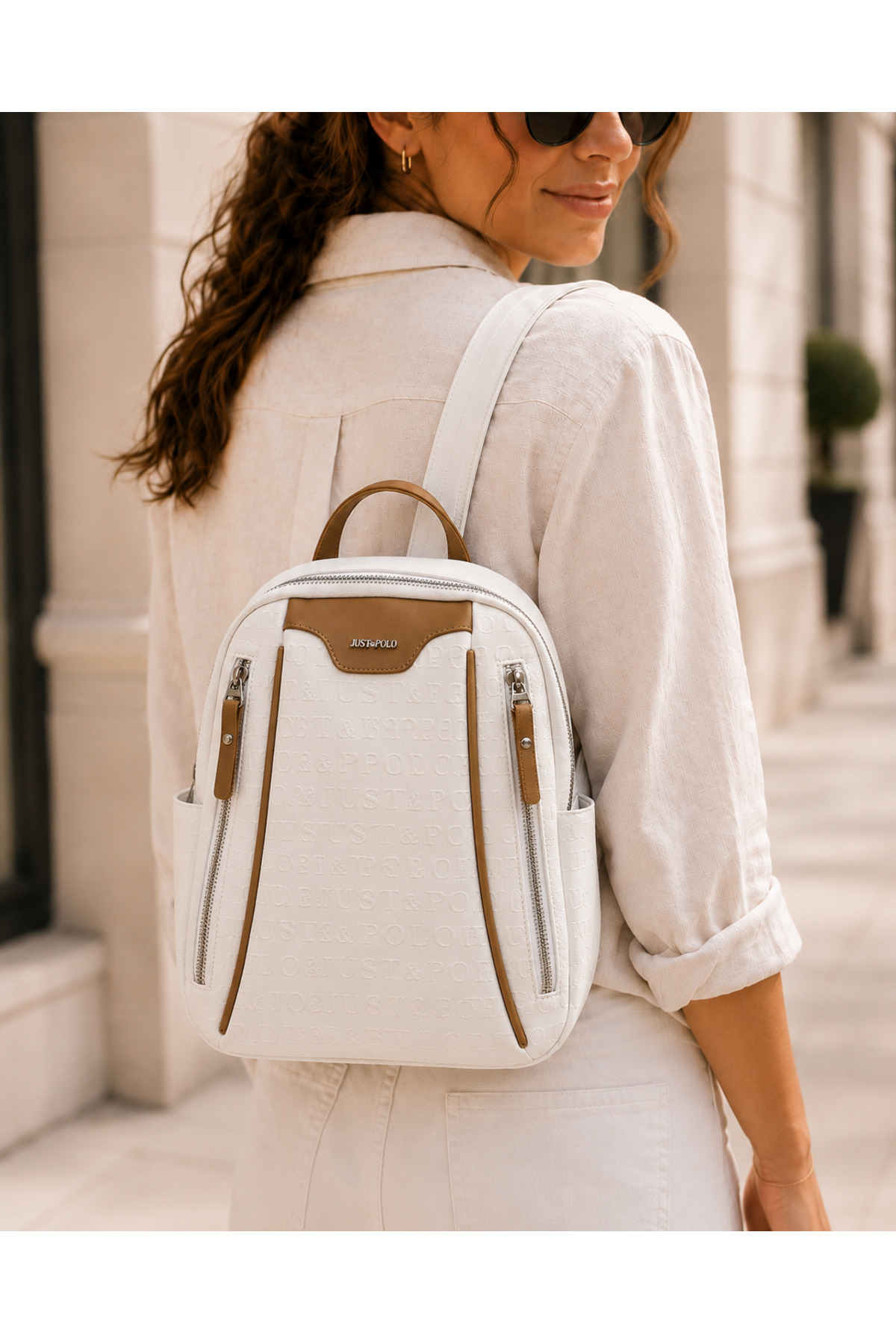 Just Polo Kadın Günlük Kullanıma Uygun Çok Bölmeli Sırt Çantası EBAT : 25 X 30 CM Shopper görsel 3