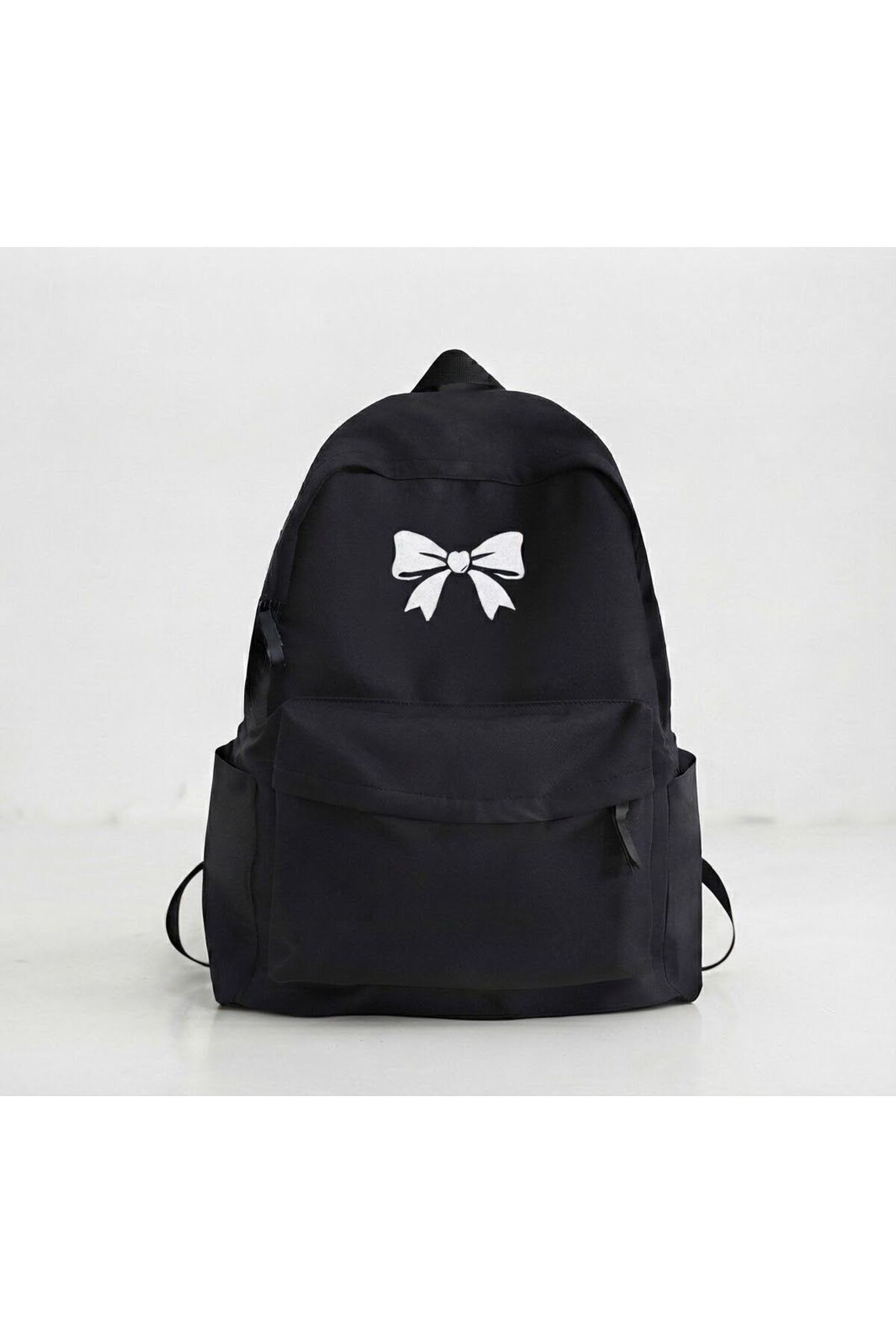 dompulerimoda Ribbon Kurdele Baskılı Okul, Ders, Kurs, Dershane Unisex Siyah Sırt Çantası