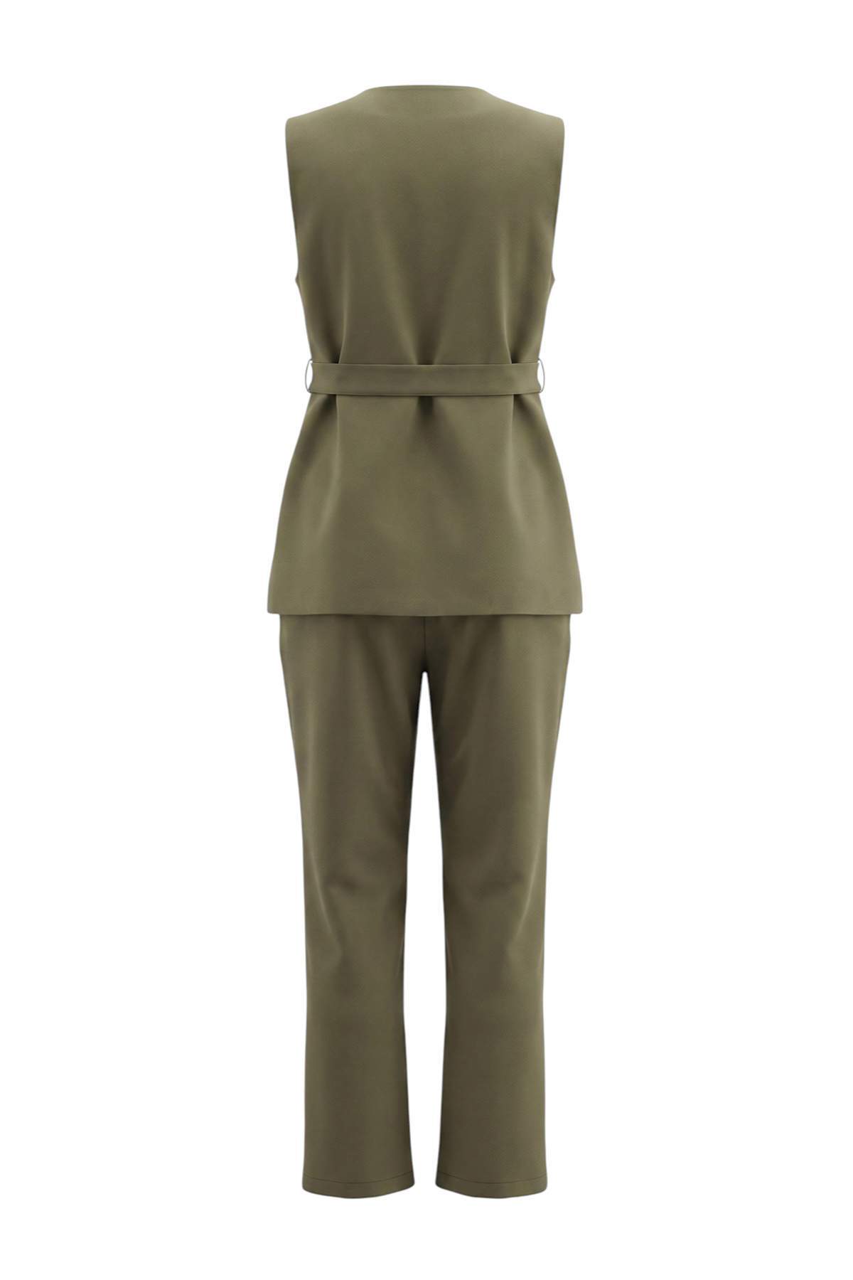 Trendyolmilla Modest Haki Regular Finike Düz Dokuma Alt&Üst Tesettür Alt - Üst Takım TCTAW26US00054