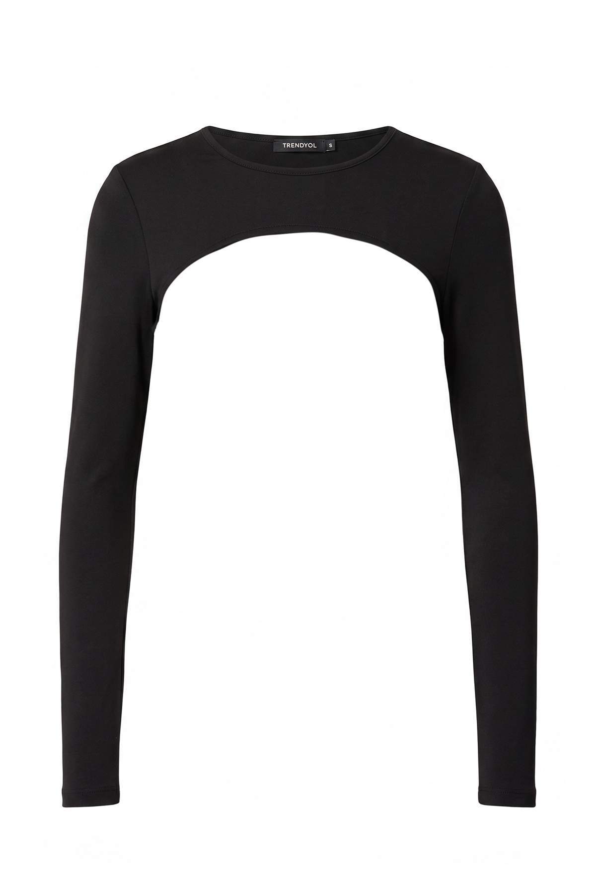 Trendyolmilla Siyah Dalgıç/Scuba Super Crop Bluz THMAW27BZ00010
