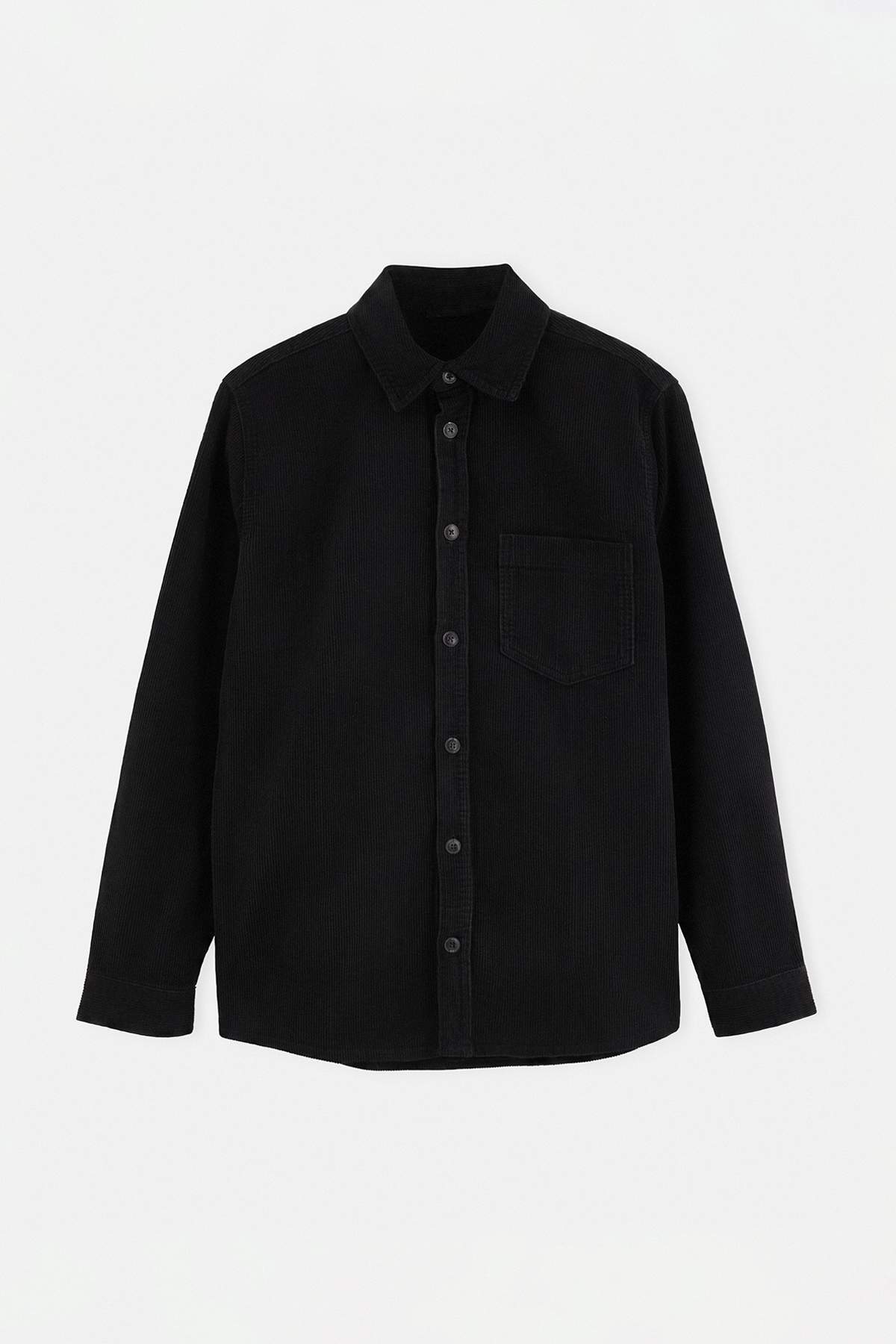 Trendyolmilla Man Siyah Regular Kesim 100% Pamuk Fittilli Kadife Erkek Gömlek TMNAW27GO00021