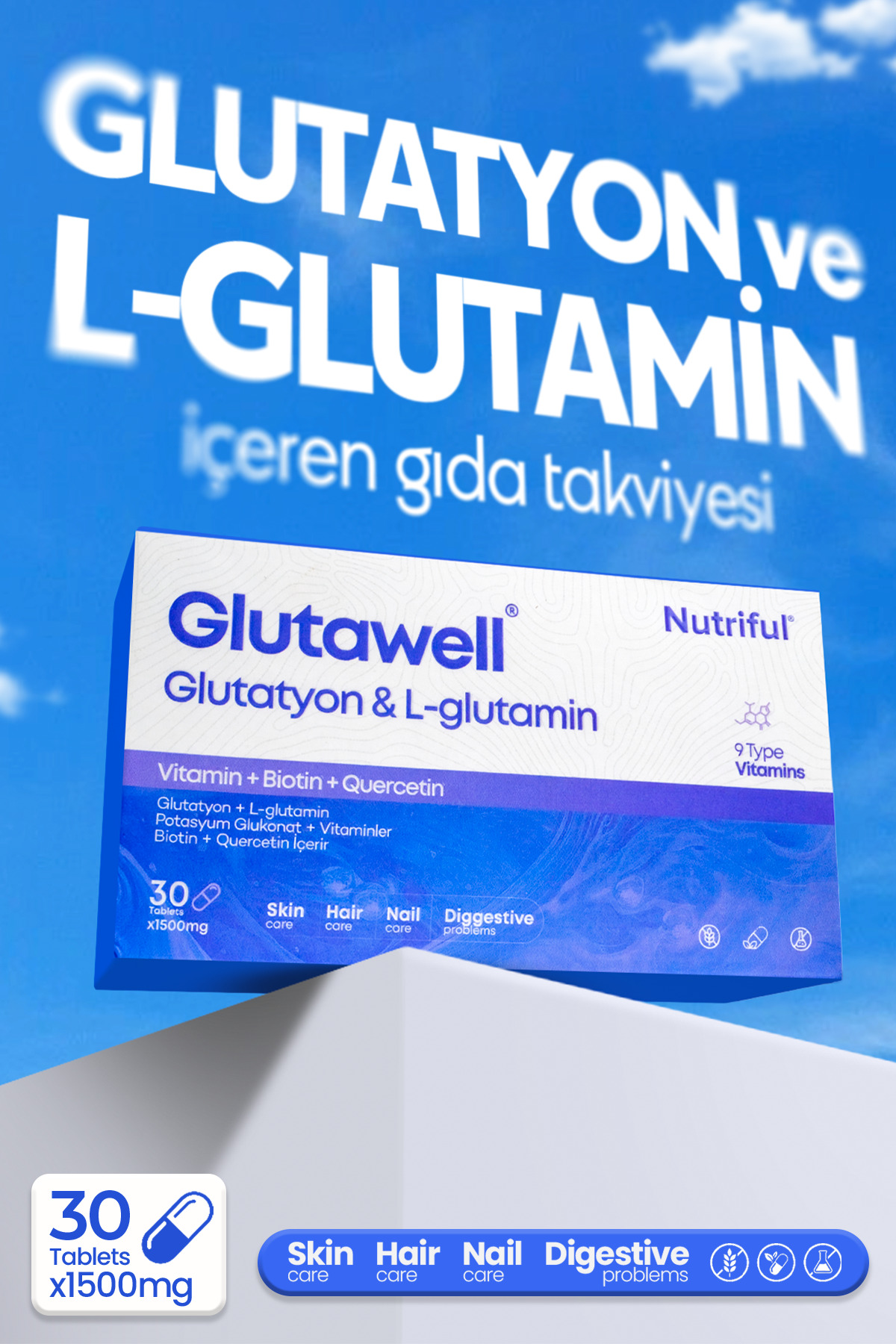 Nutriful Glutawell Glutatyon Ve L-glutamin Içeren 30 Tablet - Fiyatı
