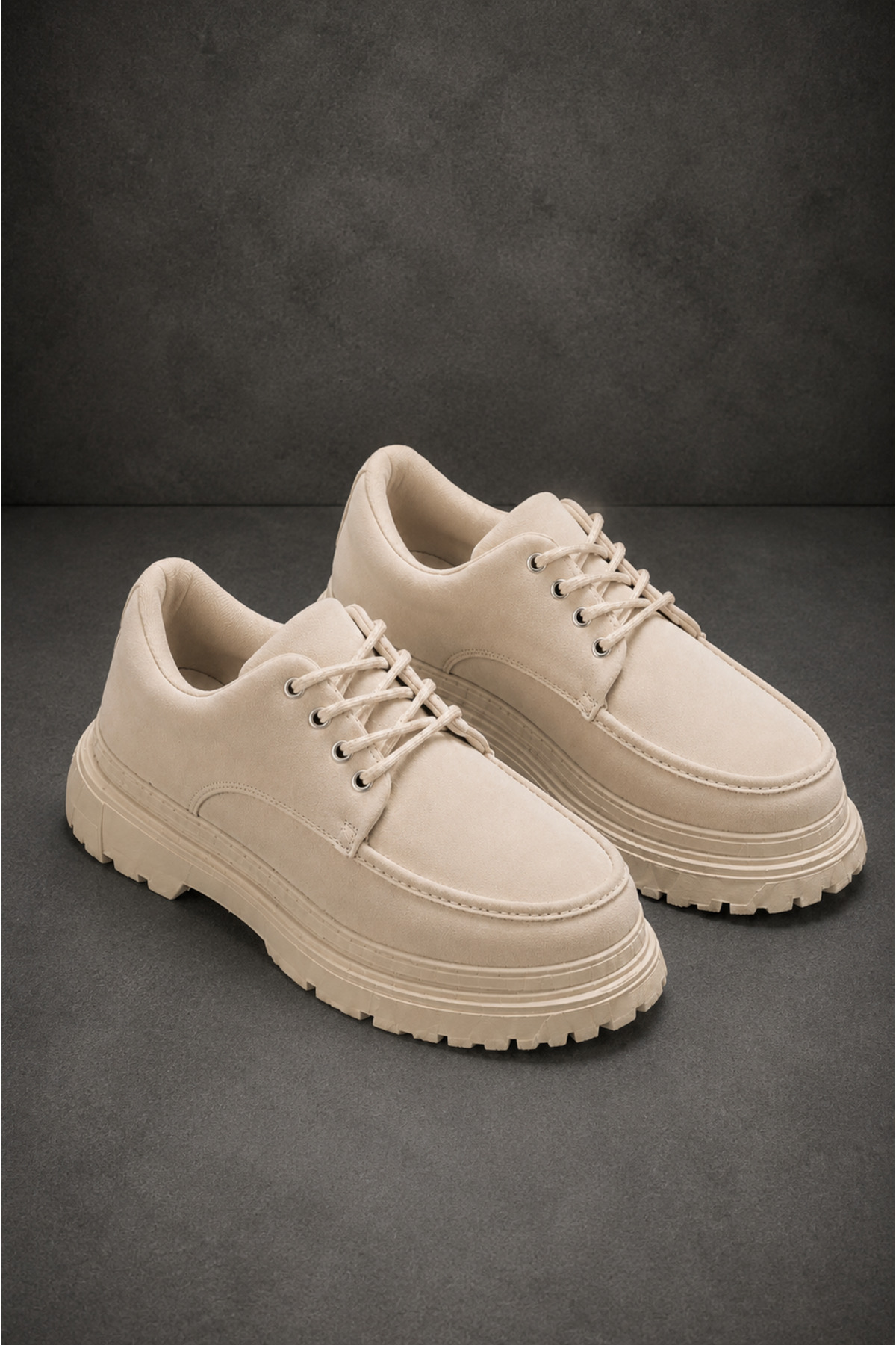 Mhoda Shoes RLX- Erkek Günlük Bağcıklı Süet Klasik Ayakkabı SKT-Bej görsel 2