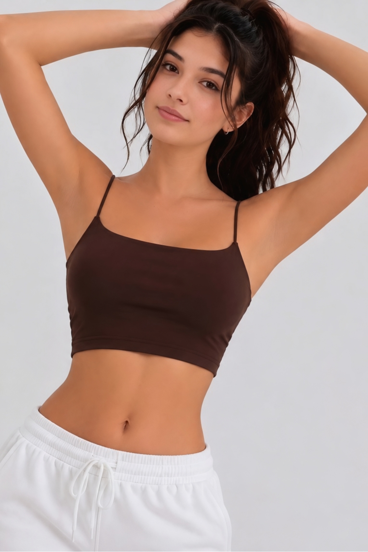 OWNME Kadın ince Ip Askılı çift katli Crop Bluz , Basic Büstiyer görsel 6