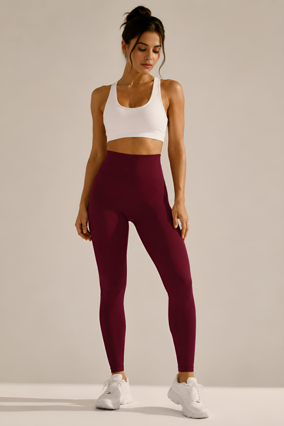 Green Hill Yüksek Bel Esnek Spor-Günlük Toparlayıcı etkili Kadın Tayt Bordo renk