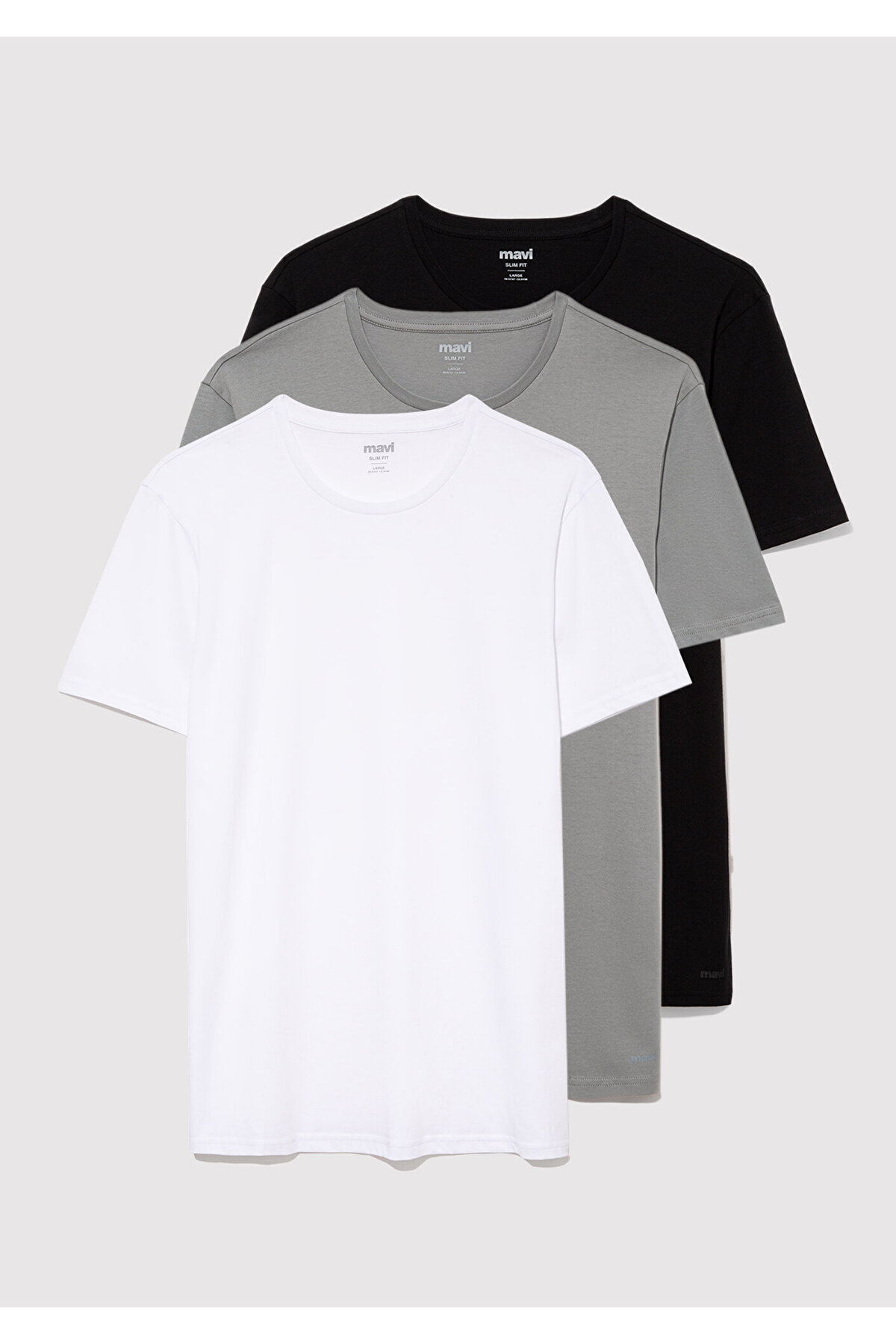 3lü Bisiklet Yaka Erkek Basic Tişört Slim Fit / Dar Kesim 0611784-900