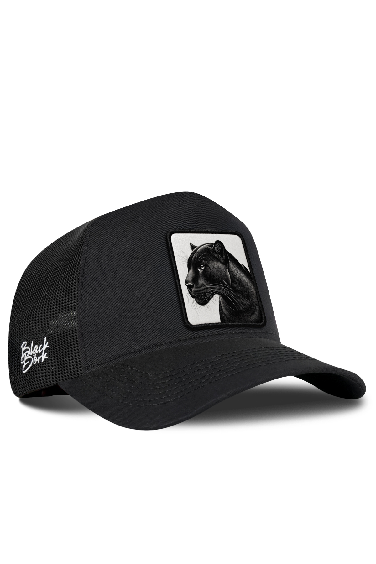 BlackBörk Panter Logolu Siyah Trucker Şapka