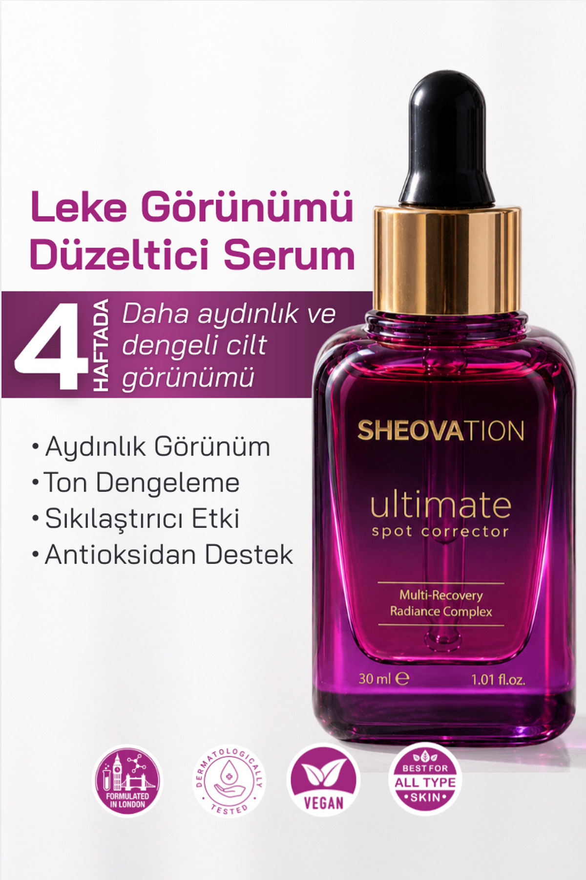 Leke Serumu | Traneksamik Asit, Arbutin, Niacinamide, C Vitamini | Ton Eşitleyici Aydınlatıcı Bakım Serumu 30 ml — SHE0001