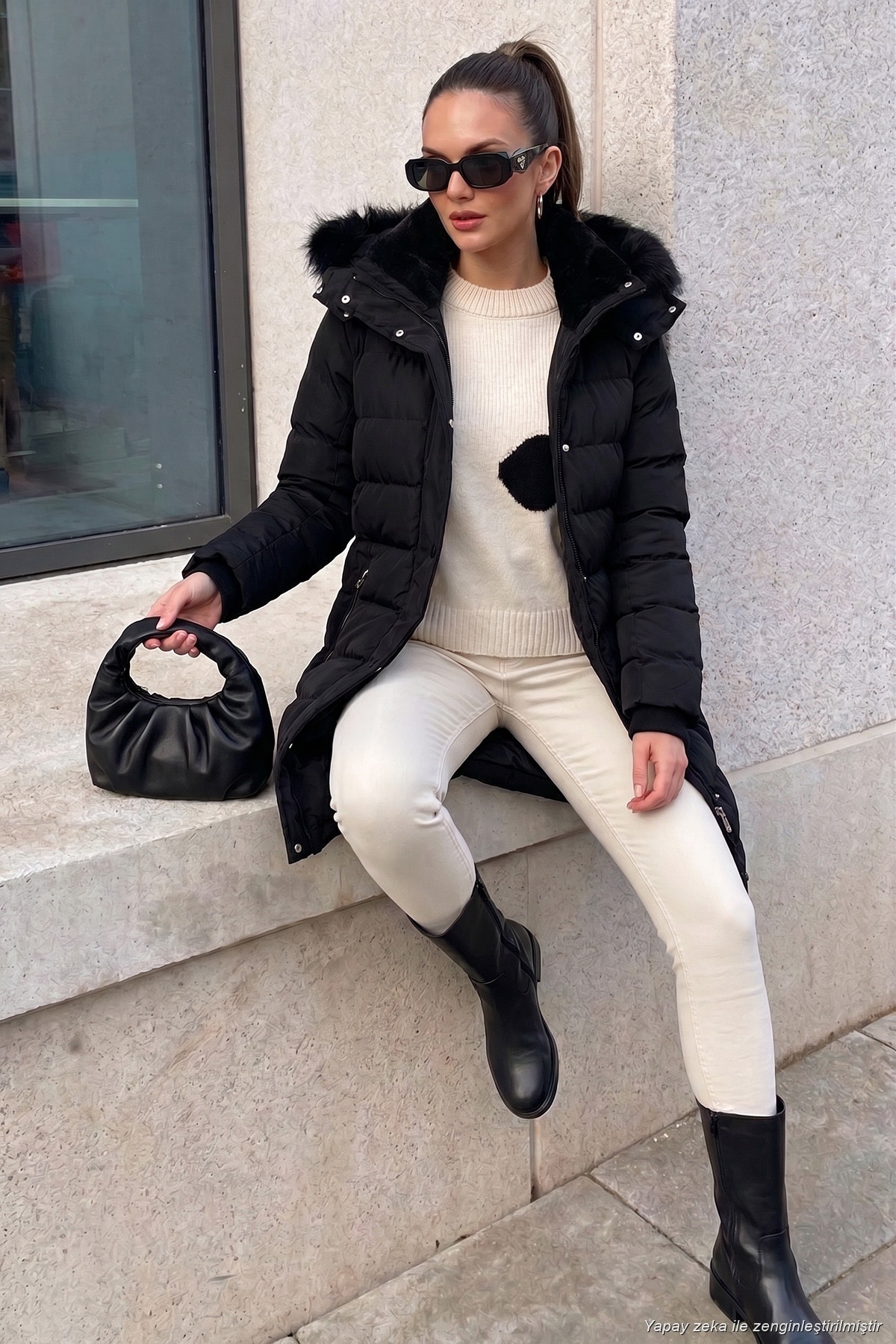 Lela Regular Fit Çıkarılabilir Kapüşonlu Fermuarlı Cepli Şişme Mont Kadın MONT 497EMİLY