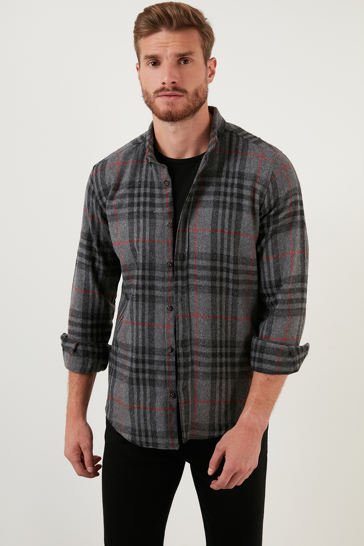 Buratti Ekoseli Uzun Kollu Slim Fit Kışlık Gömlek Erkek GÖMLEK CF21W112844 görsel 6