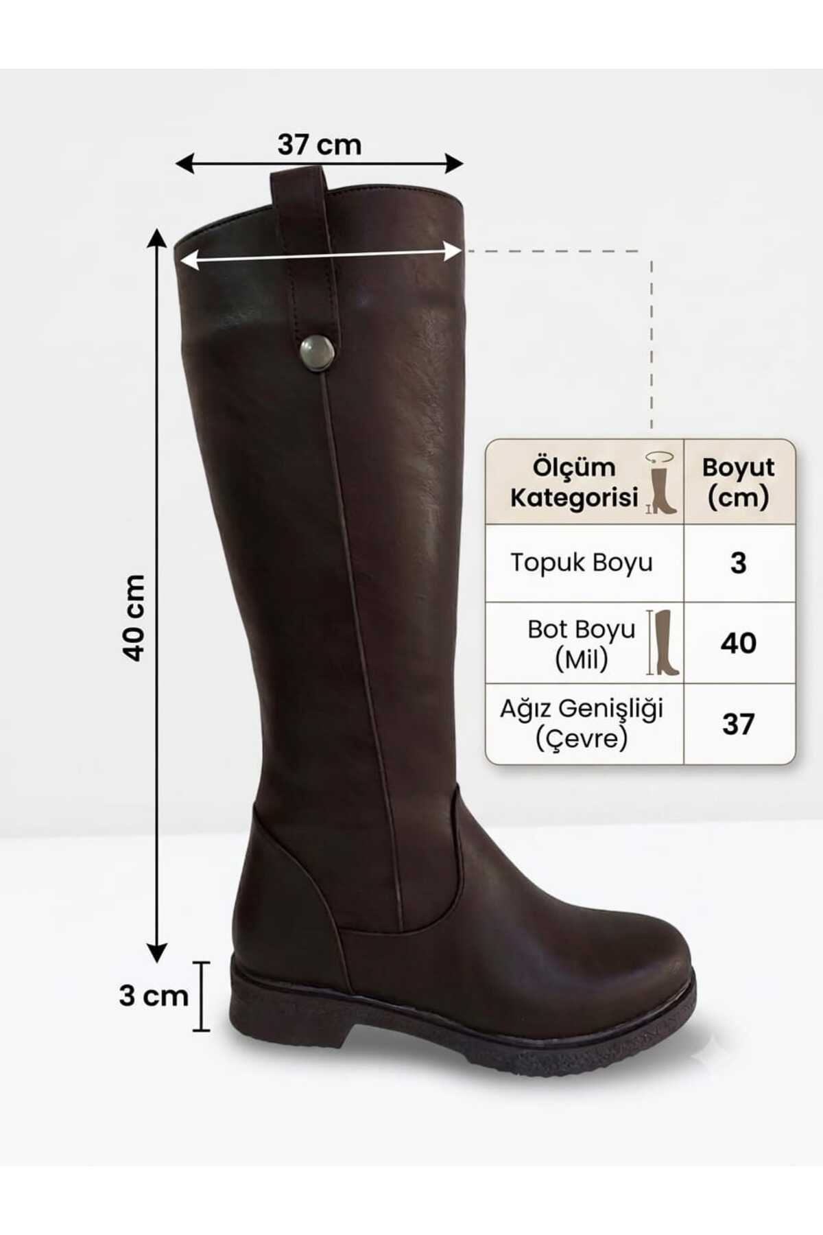 DYG STORE ACI KAHVE DÜĞMELİ MODERN KADIN ÇİZME 142501 görsel 2