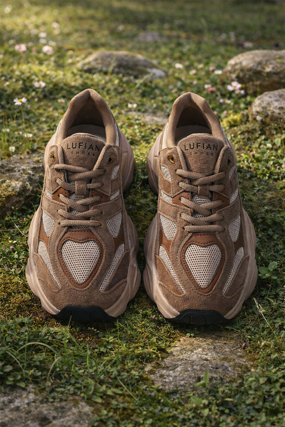 Lufian Mark Erkek Deri Sneaker Ayakkabı Kum