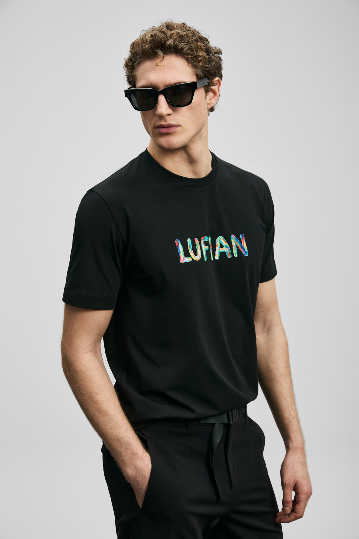 Lufian Surge Modern Grafik Tişört Siyah görsel 5