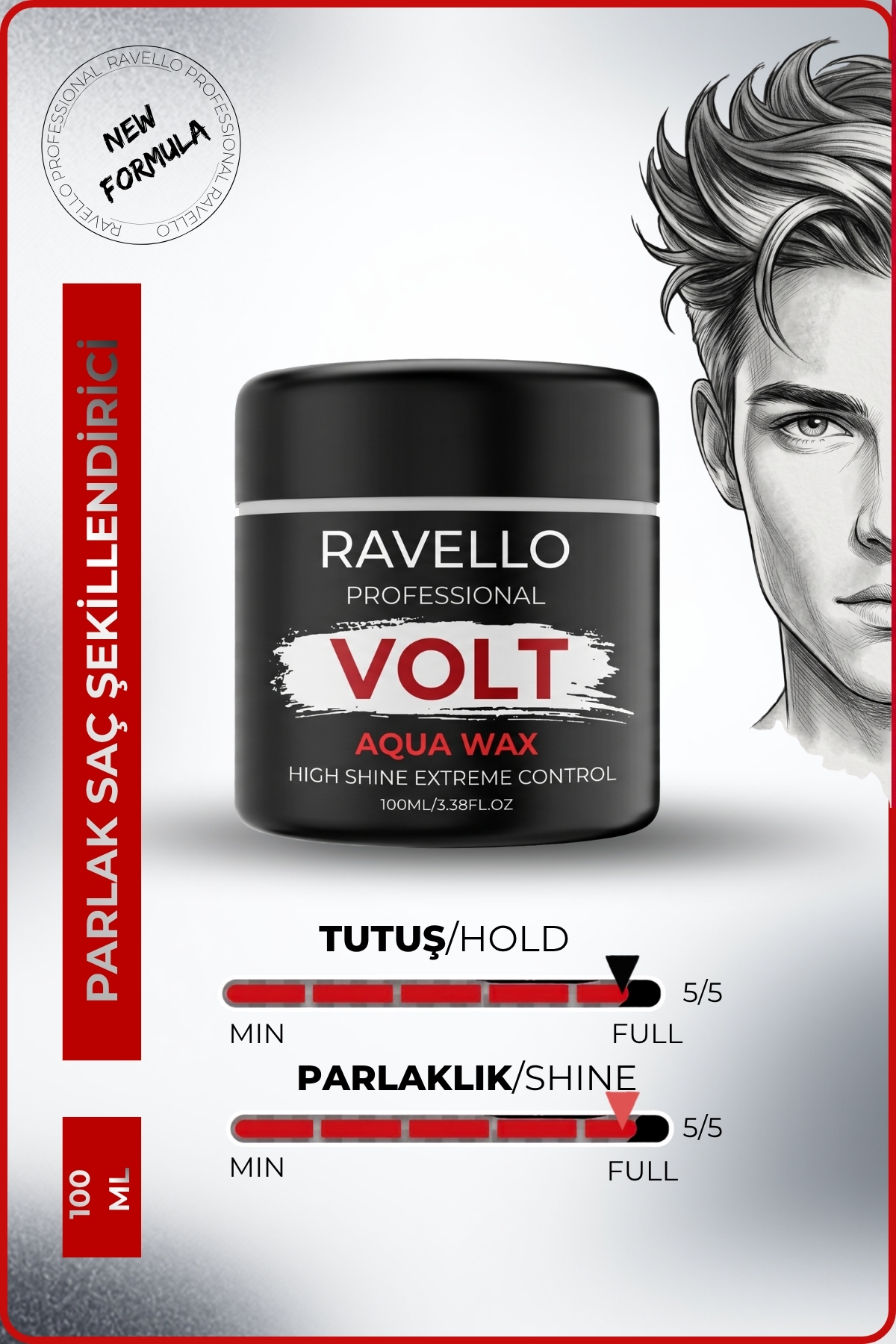 RAVELLO Professional Volt Aqua Parlak Saç Wax – Ultra Parlak Görünüm & Güçlü Tutuş 100ml — voltwax