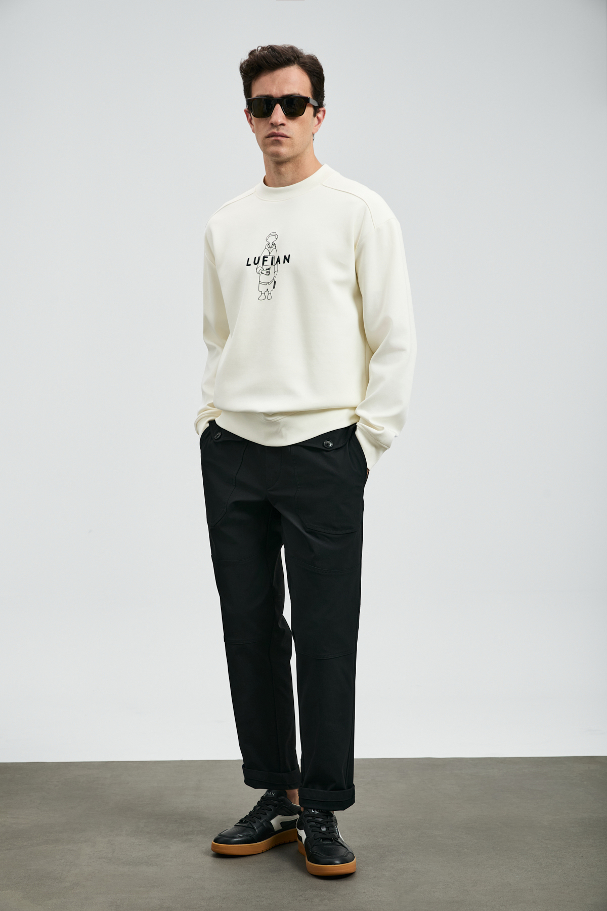 Lufian Sımba Erkek Sweatshirt Kırık Beyaz