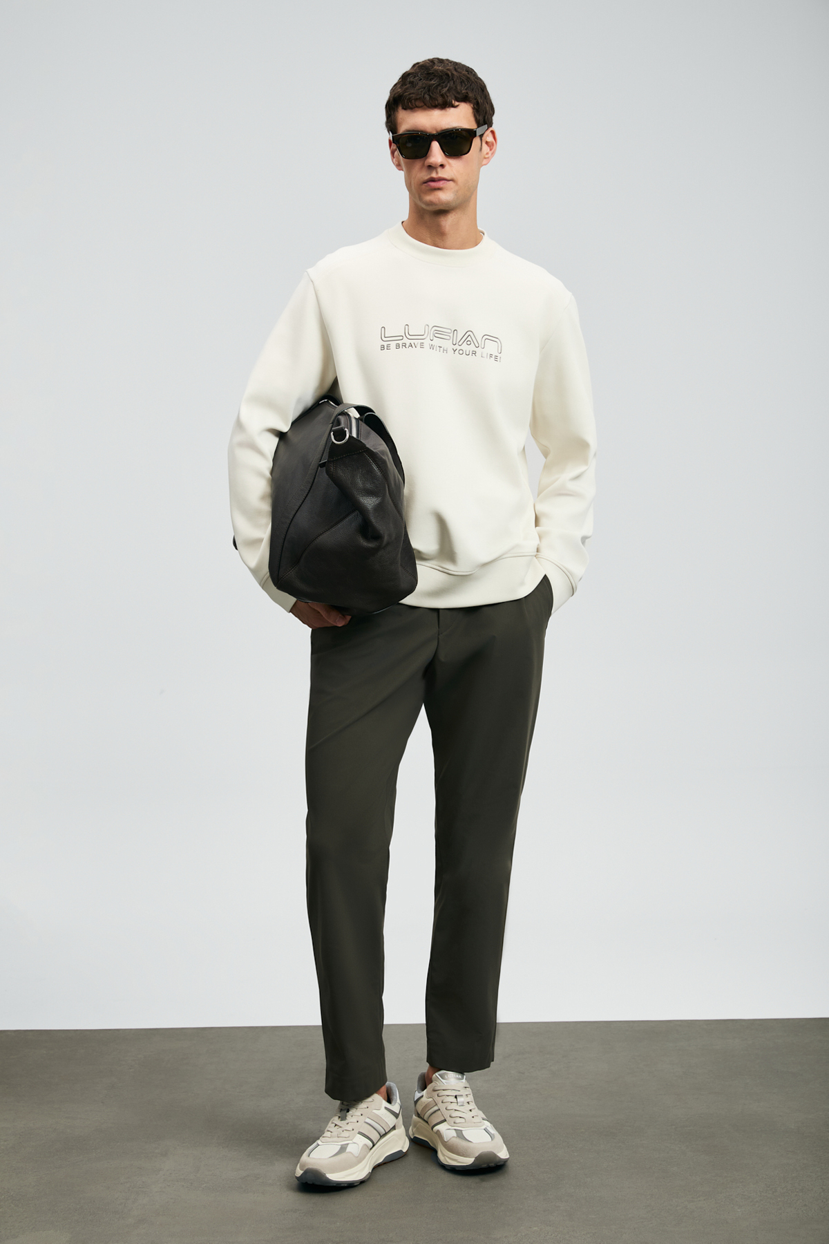 Lufian Luther Erkek Sweatshirt Ekru görsel 4