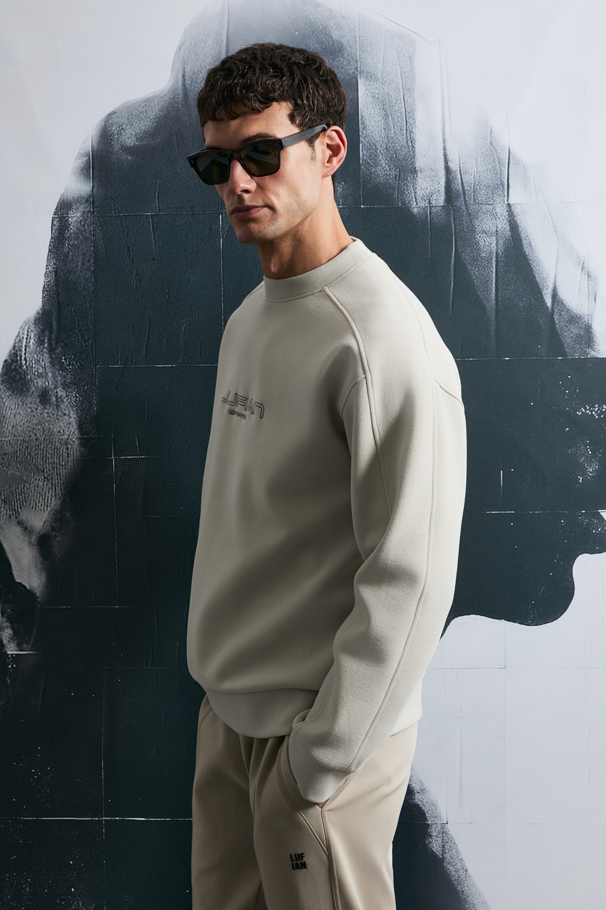 Lufian Dark Erkek Sweatshirt Ekru görsel 5