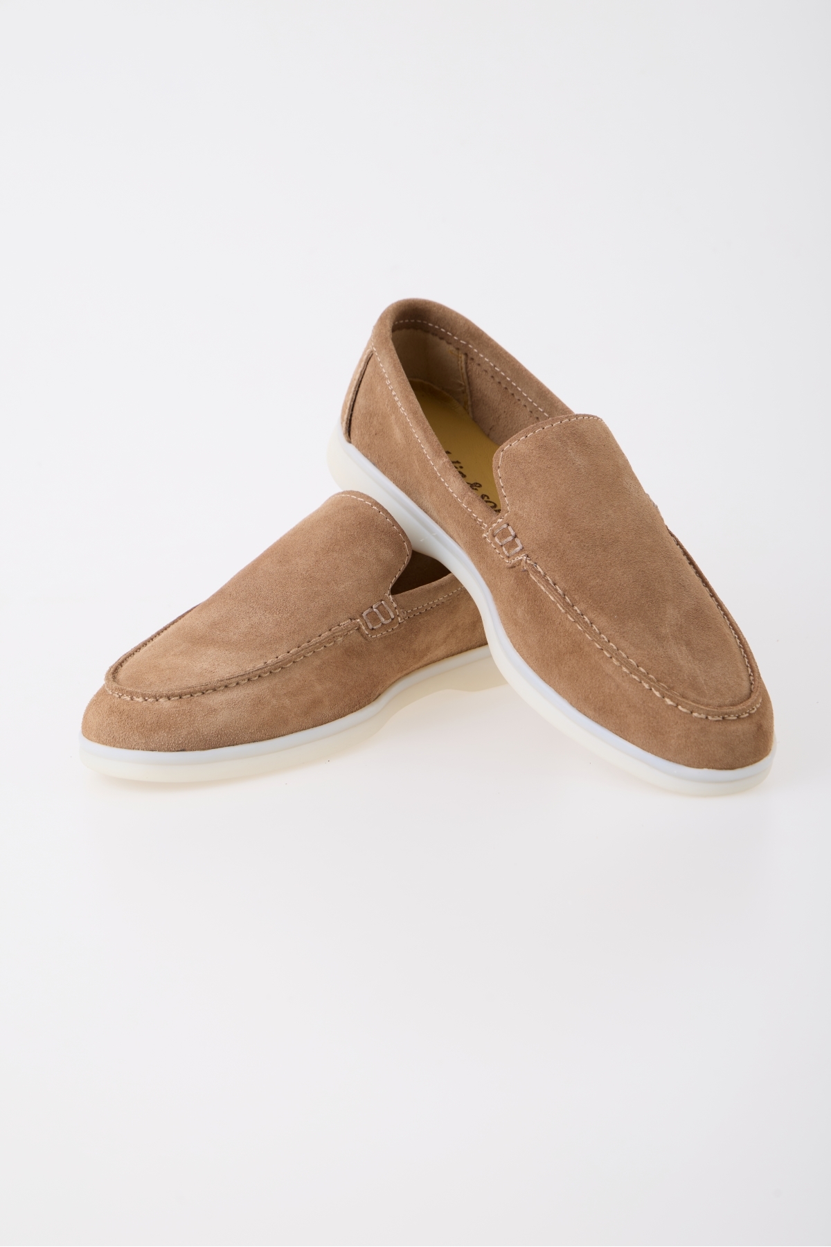 aladdin & sons Azure Bej Süet Hakiki Deri Erkek Loafer Ayakkabı görsel 3