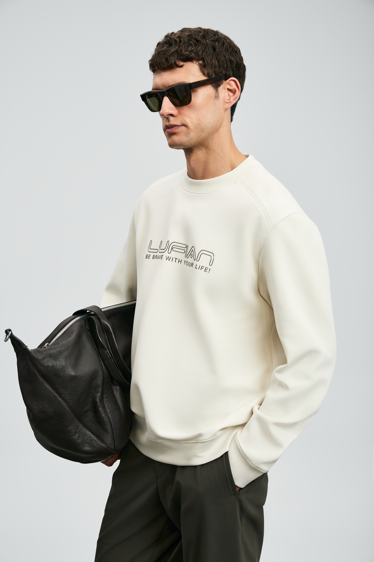 Lufian Luther Erkek Sweatshirt Ekru görsel 3