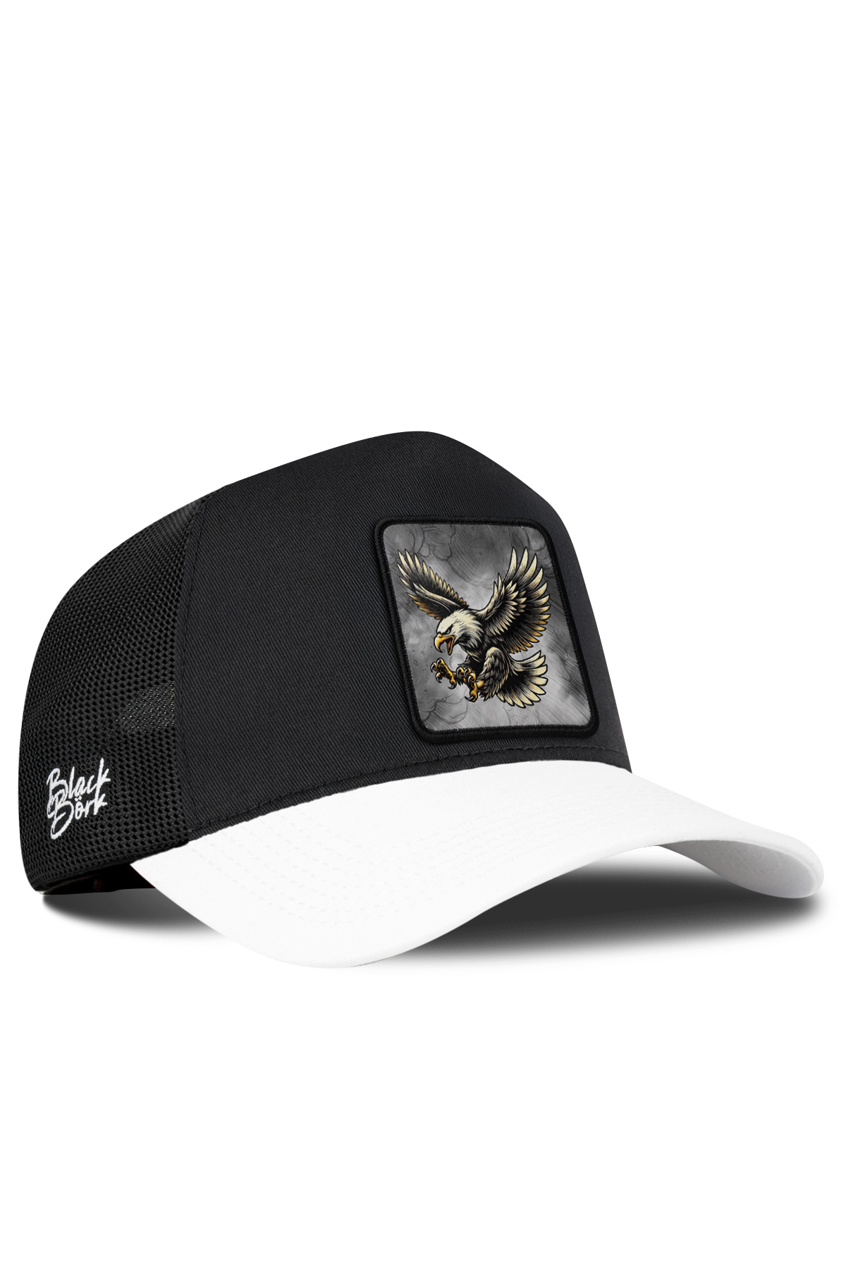 BlackBörk Kartal Logolu Beyaz-Siyah Trucker Şapka