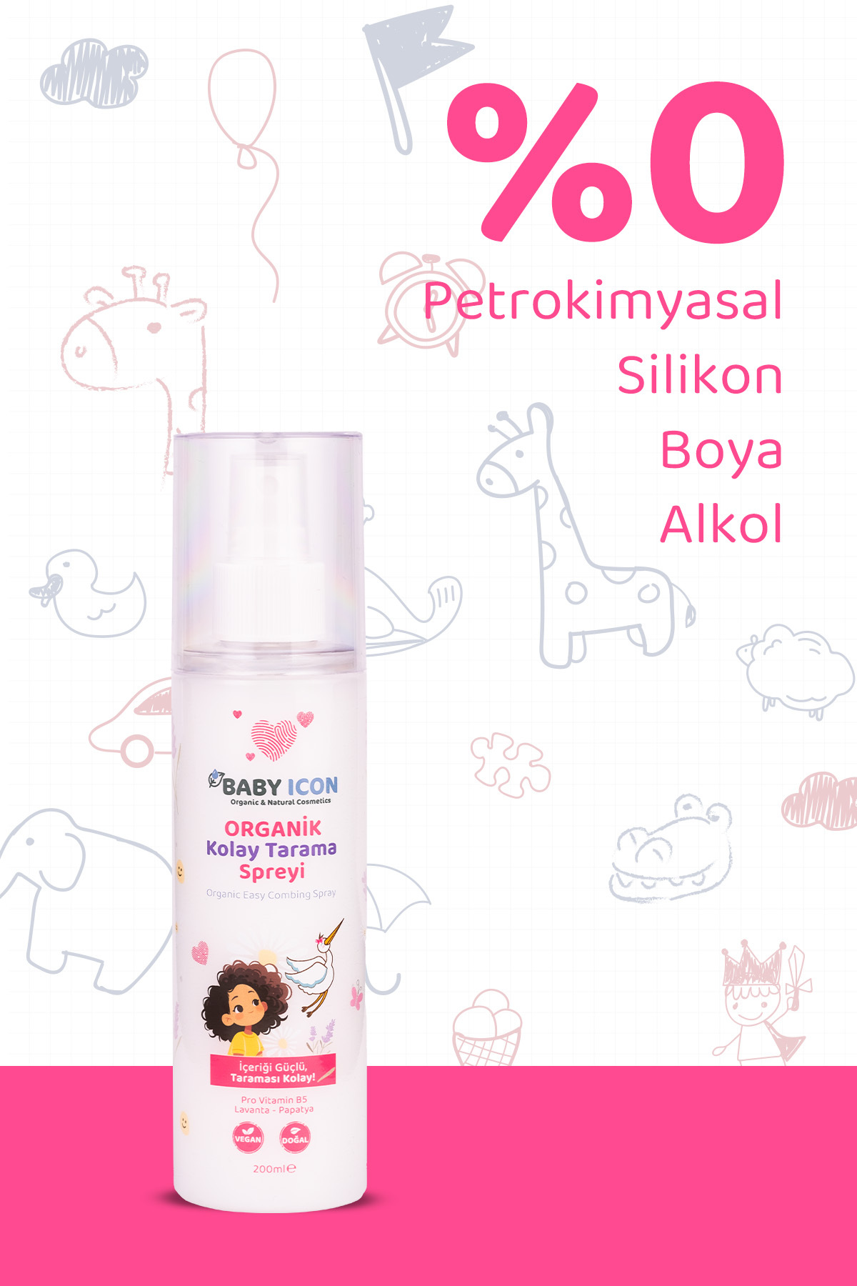 %100 Organik Vegan Kolay Saç Tarama Spreyi Çocuklar İçin Nemlendirici Lavanta Papatya Özlü 200ML — organik-vegan-kolay-tarama-spreyi — تصویر 4 از 7