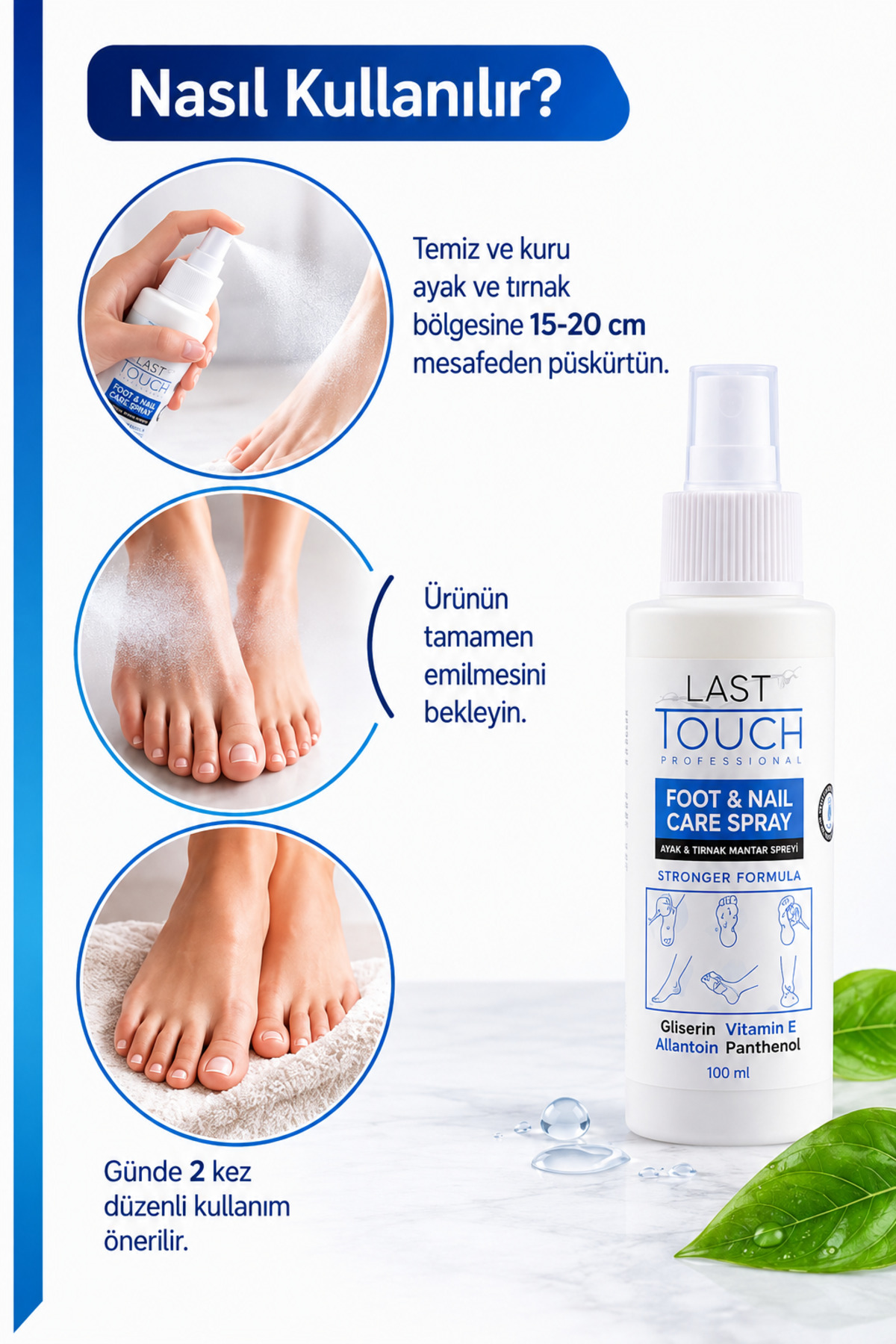Ayak Ve Tırnak Mantar Spreyi, Kaşıntı, Koku Giderici Ve Nemlendirici Bakım Spreyi 100 Ml — ABS2586 — تصویر 8 از 9