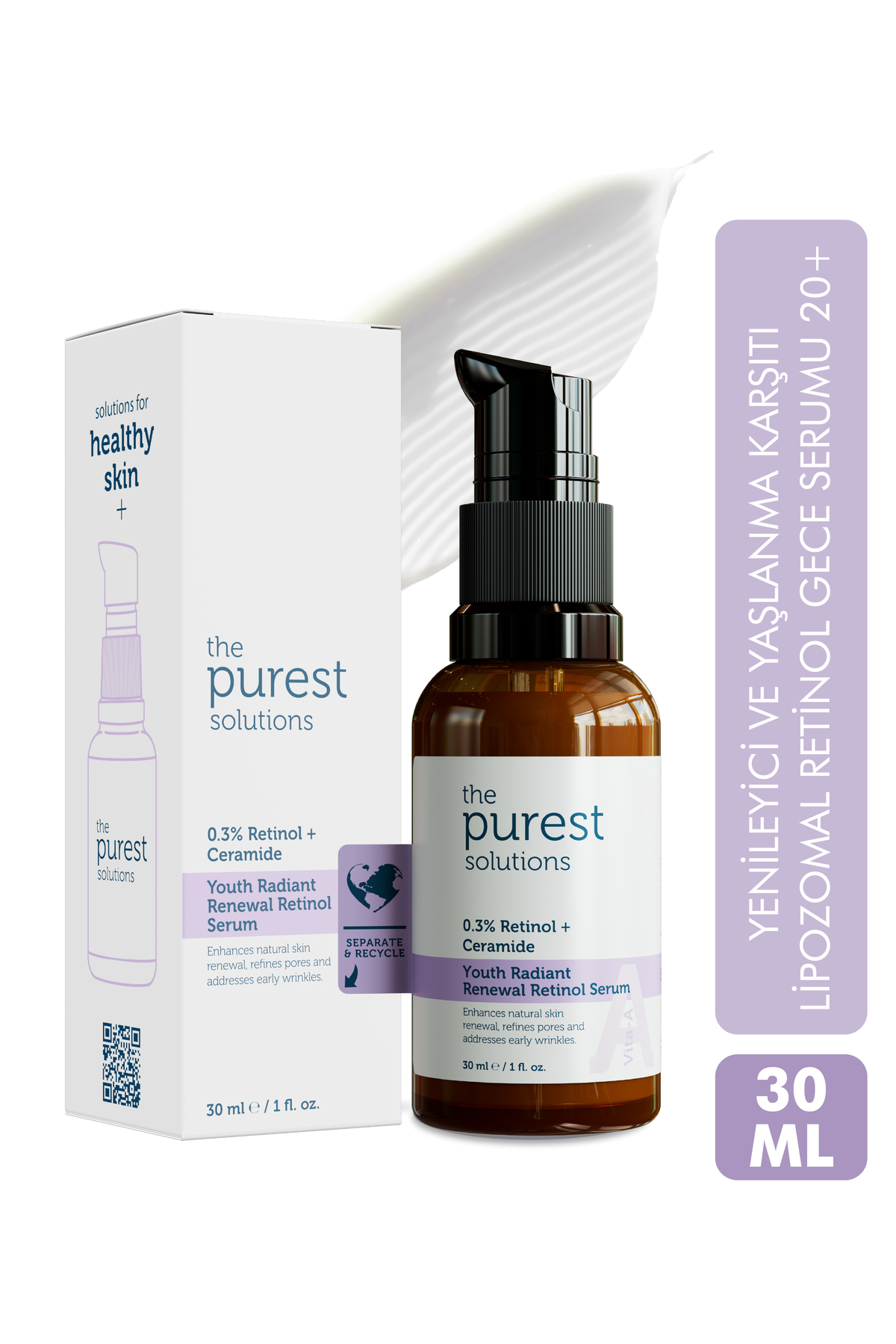 The Purest Solutions Yenileyici & Yaşlanma Karşıtı Lipozomal Retinol Gece Serumu 20+, 30ml — TPS223