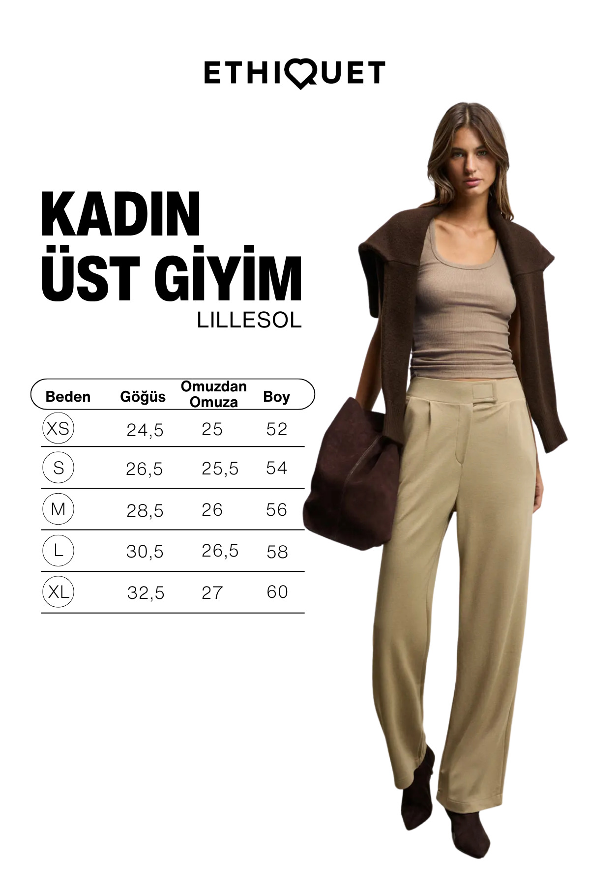 ETHIQUET LILLESOL Kadın Fitilli Görünümlü Slim Fit Vücuda Oturan Havuz Yakalı Pamuklu Basic Vizon Bluz Atlet görsel 6