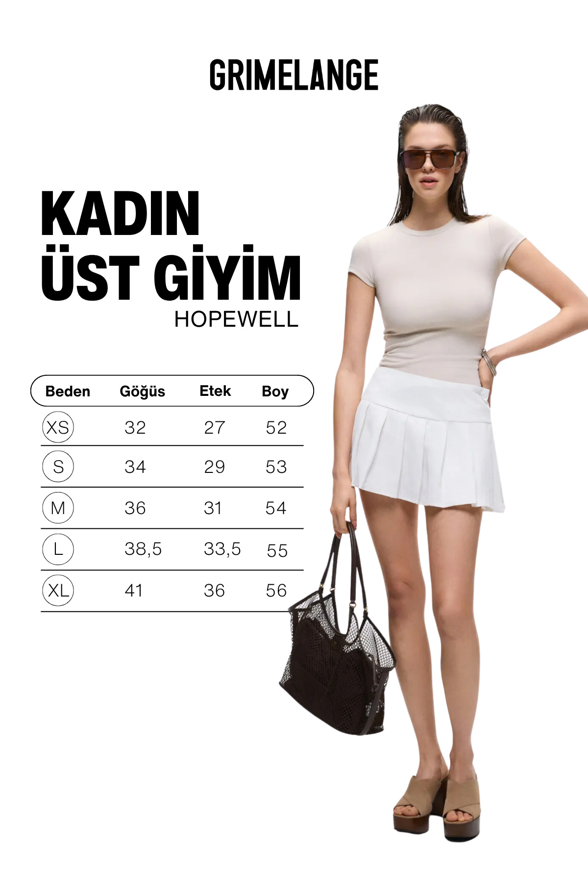GRIMELANGE HOPEWELL Kadın Yuvarlak Yaka Örme Slim Fit Taş Rengi T-Shirt görsel 7