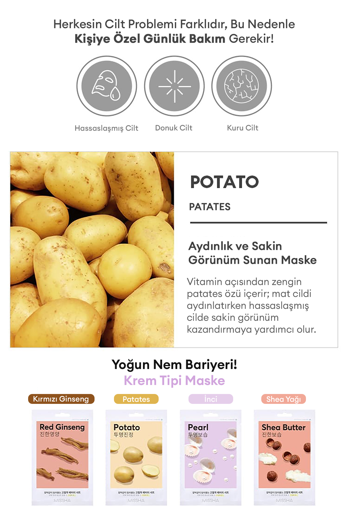 Patates Özlü Aydınlık ve Sakin Görünüm Sunan Yaprak Maske Airy Fit Sheet Mask (Potato) — 111272 — تصویر 3 از 7