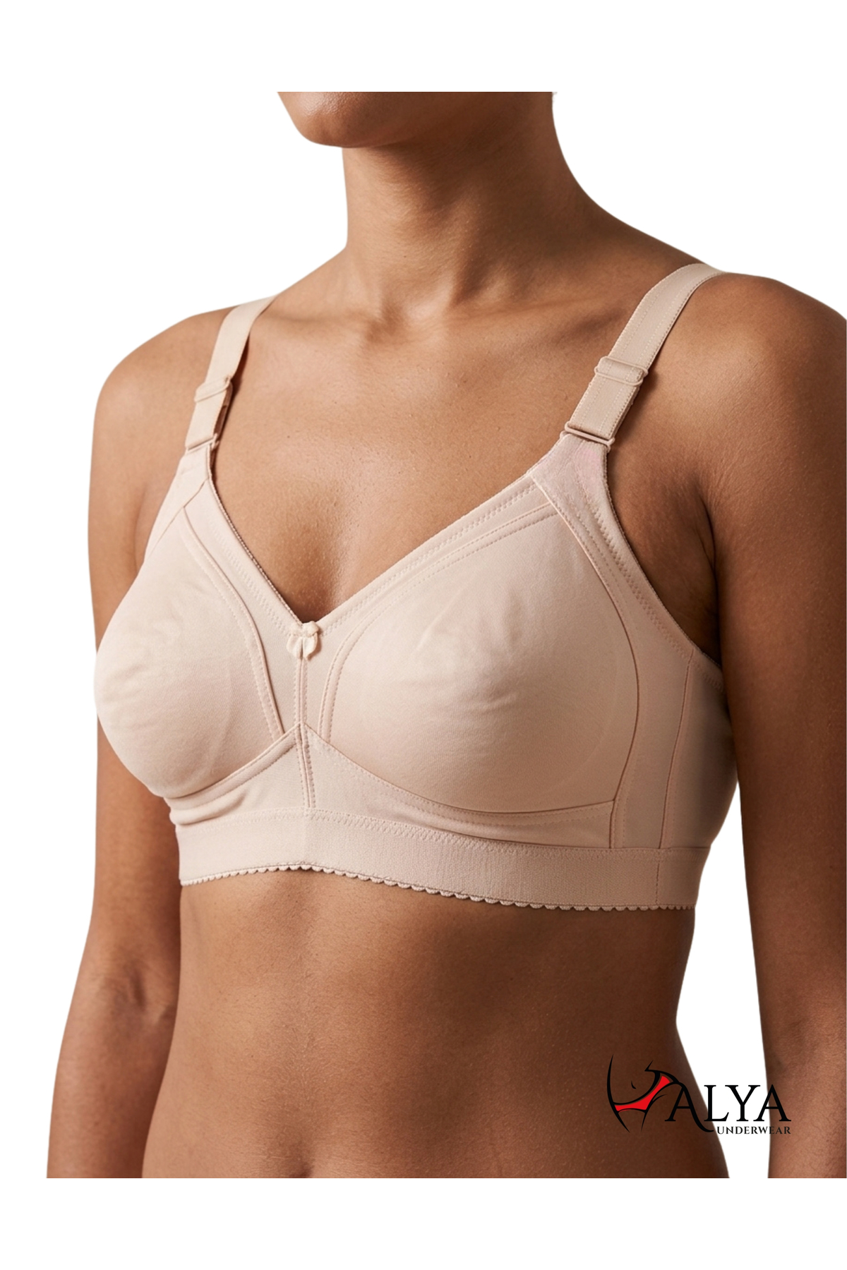 ALYA UNDERWEAR Toparlayıcı C Cup Büyük Beden Sütyen Kabı Dikişsiz Desteksiz ve Balensiz Beli Lastikli Minimizer Sütyenler Ten My Love 90C
