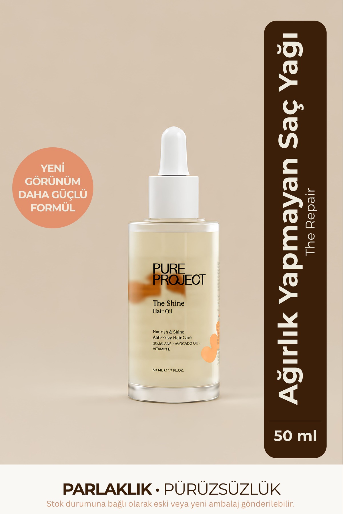Pure Project Ağırlık Yapmayan ve Parlaklık Veren Saç Bakım Yağı 50 ml | Kabarıklık & Elektriklenme Karşıtı — 8684474620654
