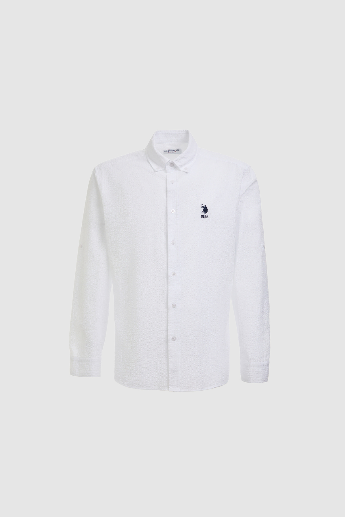 U.S. Polo Assn. Erkek Beyaz Uzun Kollu Basic Gömlek 50324638-VR013 görsel 7