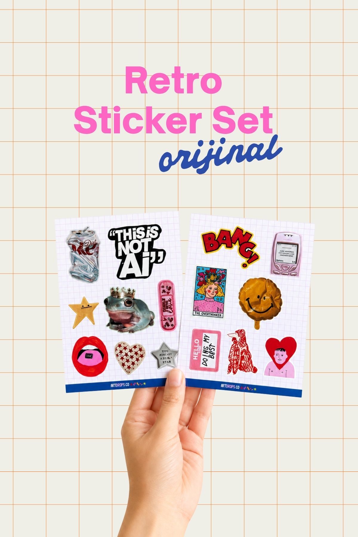 Renkli Sticker Seti, Retro ve Eğlenceli Laptop, Defter, Telefon Etiketi