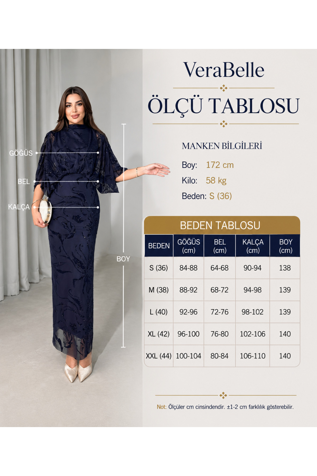 verabelle Omuzdan Kola Drapeli Simli Flok Baskılı Maxi Elbise görsel 3