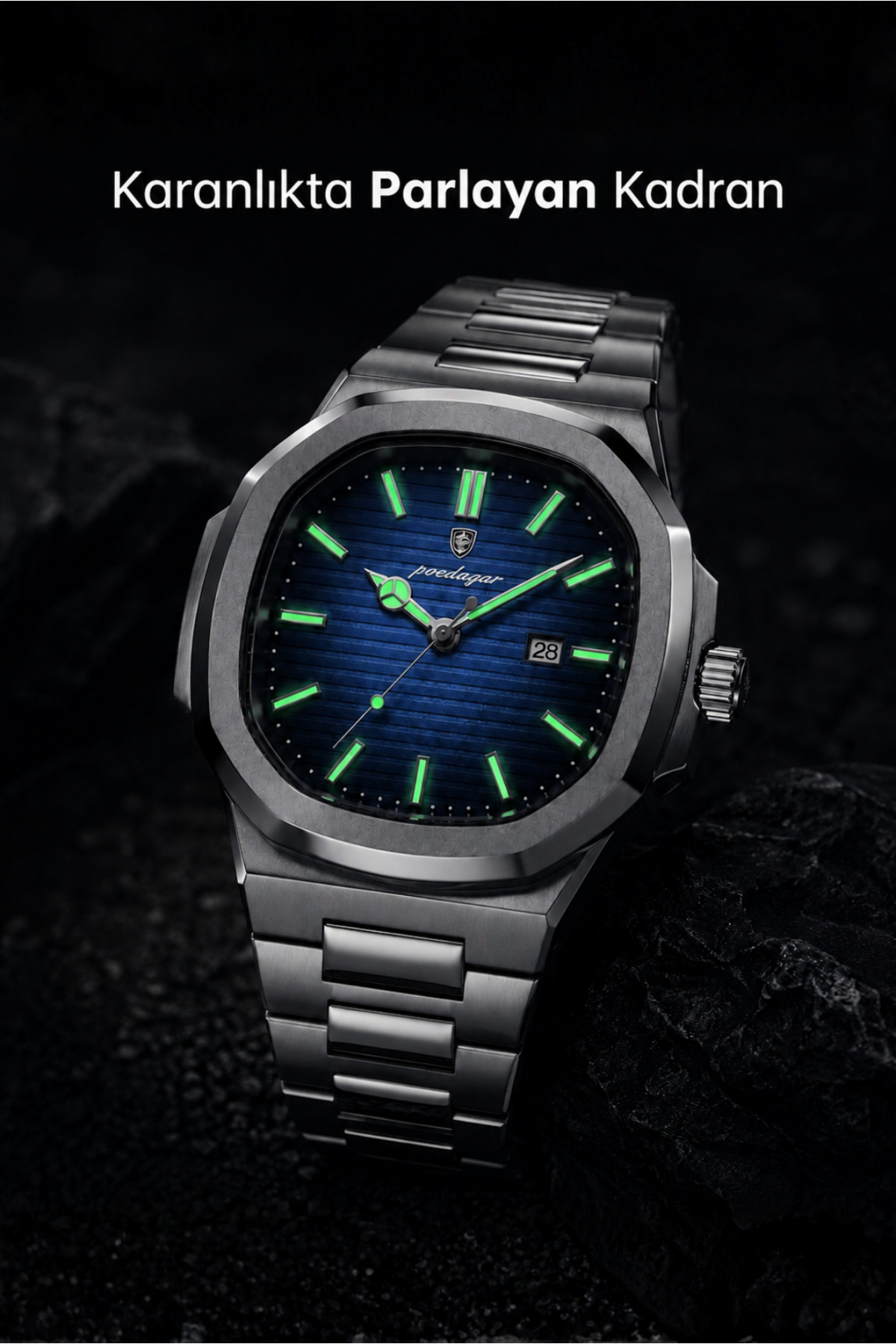 POEDAGAR RNG Poedagar Nautilus 40mm - Erkek Kol Saati - Paslanmaz Çelik Saat görsel 6
